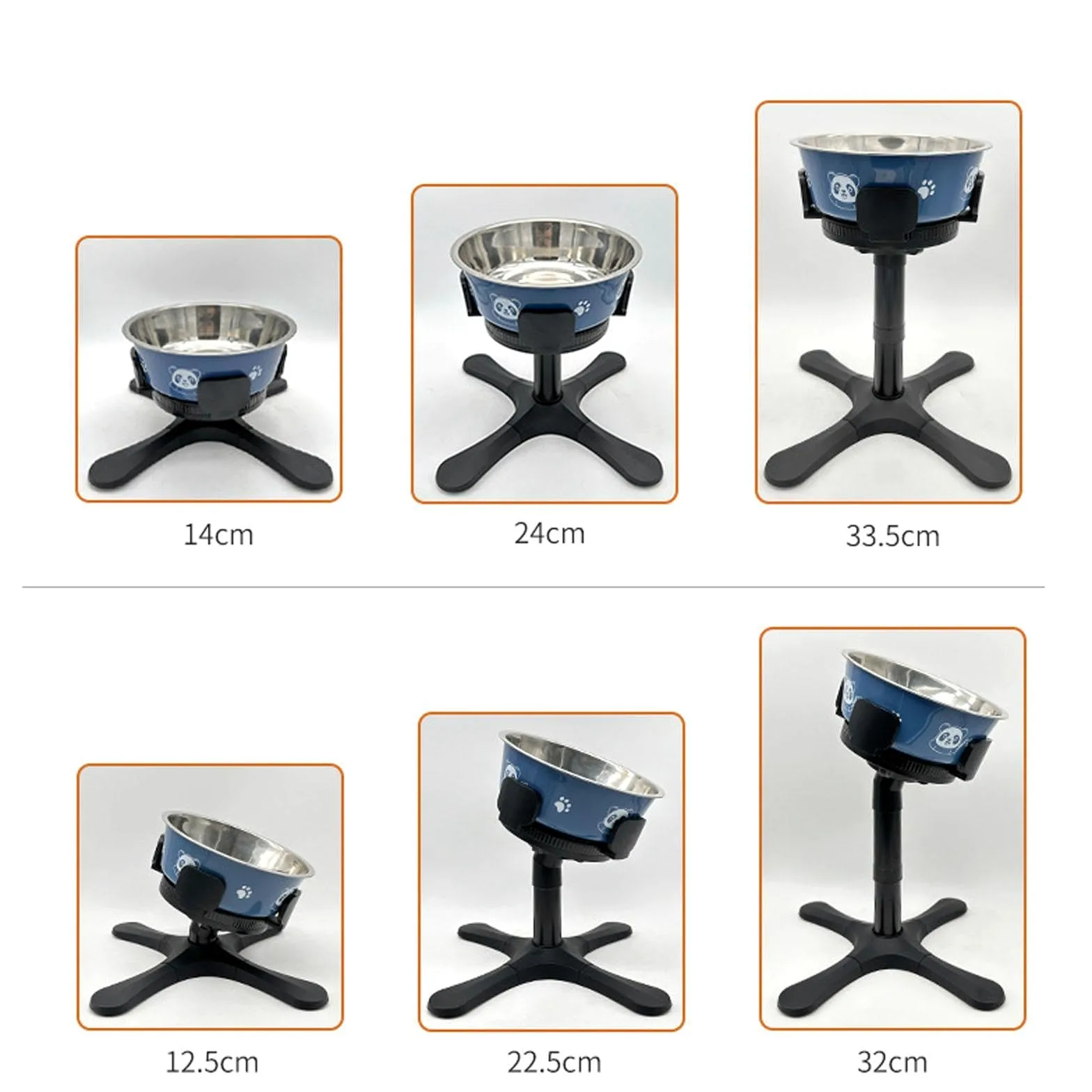 Soporte para Comedero Elevado Ajustable para Perros Portacomederos Antideslizante Regulable Tazón Individual Portátil Adecuado para Perros, 2 Piezas