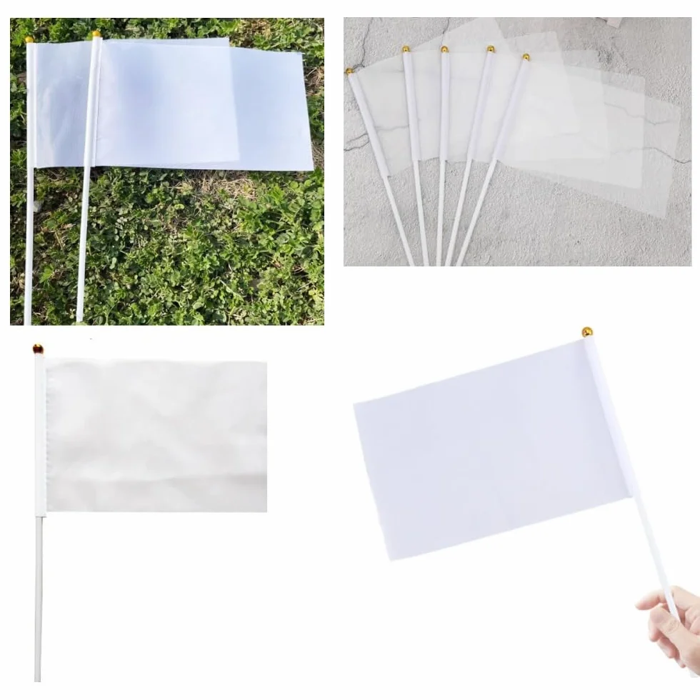 Banderas con diseño propio minibanderas hechas a mano con barra en blanco para pintar fiestas desfiles celebraciones eventos deportivos decoración