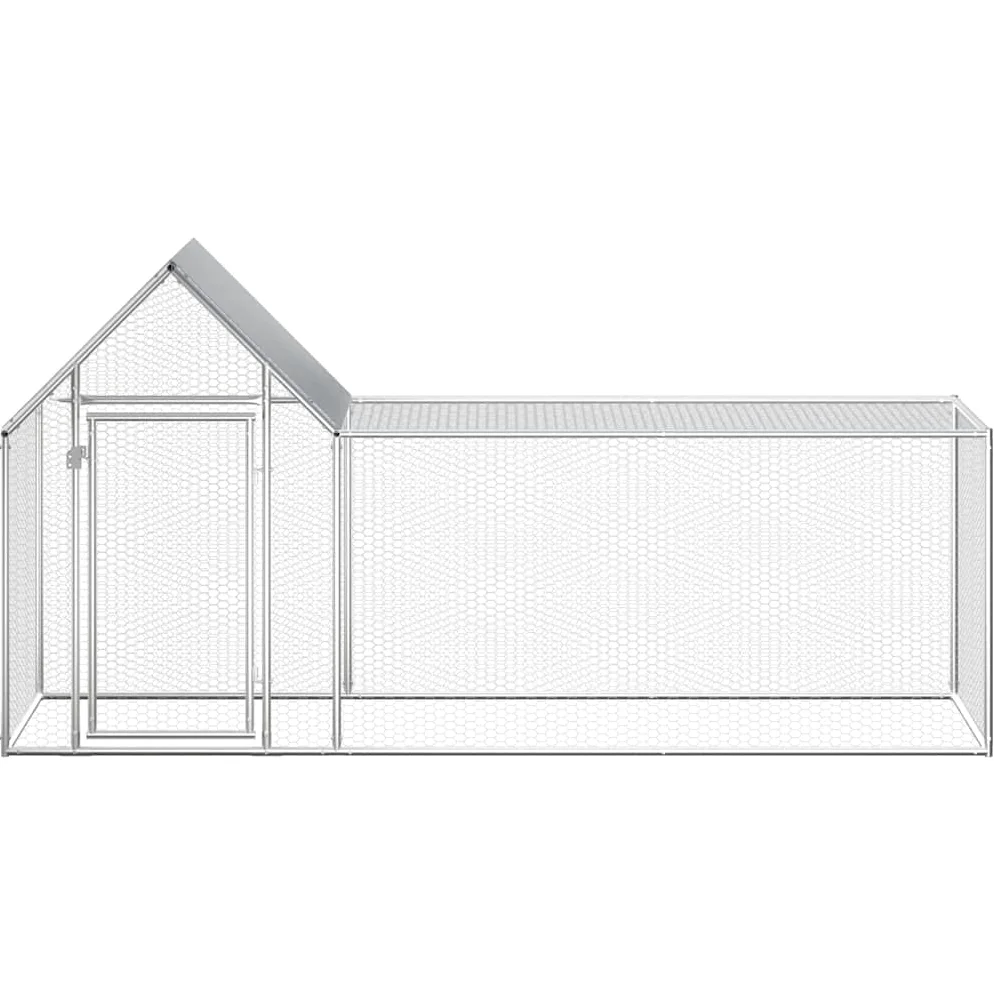 Gallinero de 3 x 1 x 1,5 m de acero galvanizado, estable gallinero con puerta y techo para aves de corral, patos y gansos, color plateado