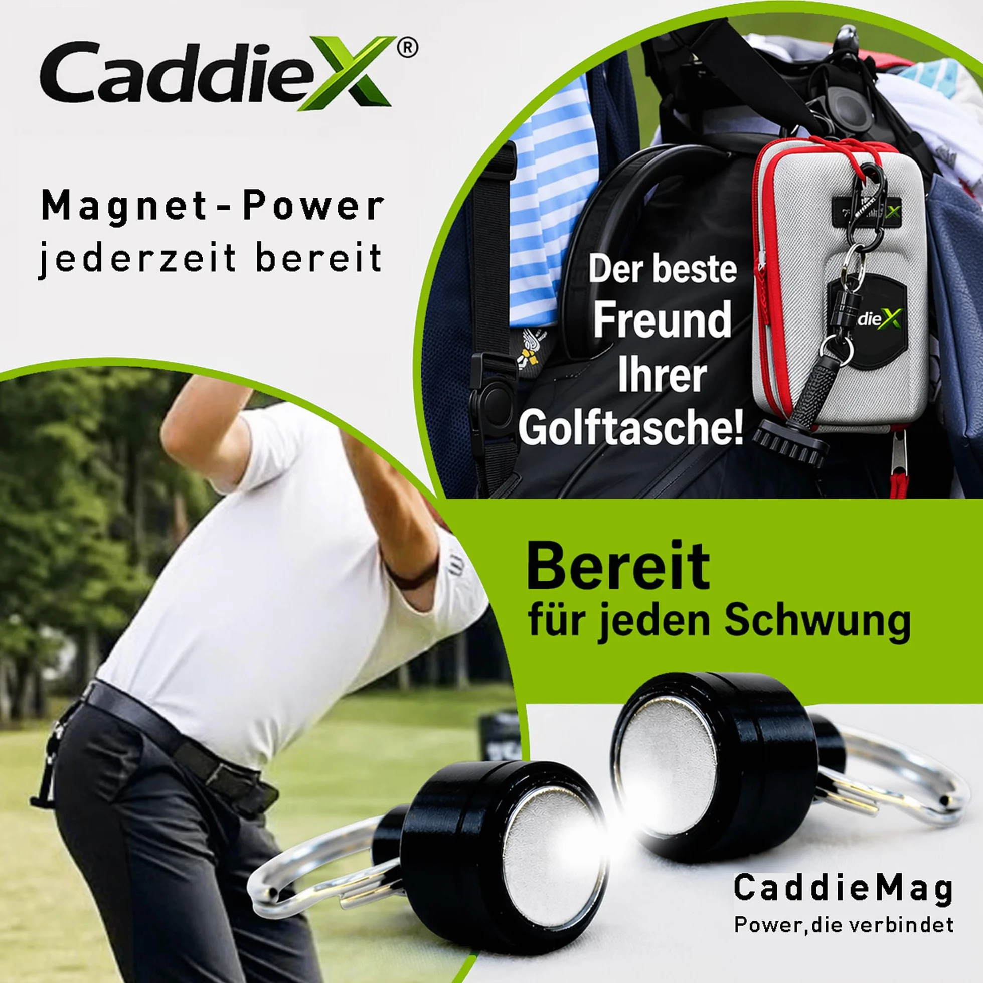 Cepillo de golf inteligente CaddieMag imán extraíble cerdas de nailon ligero