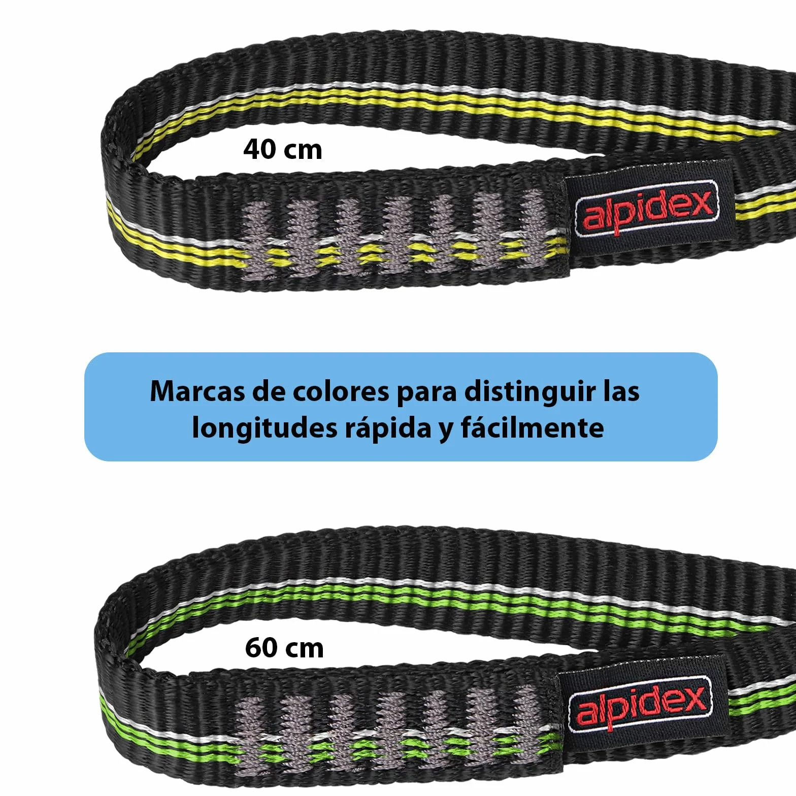 ALPIDEX Eslingas de cinta escalada 40 60 80 120 cm conjunto 4 piezas poliamida