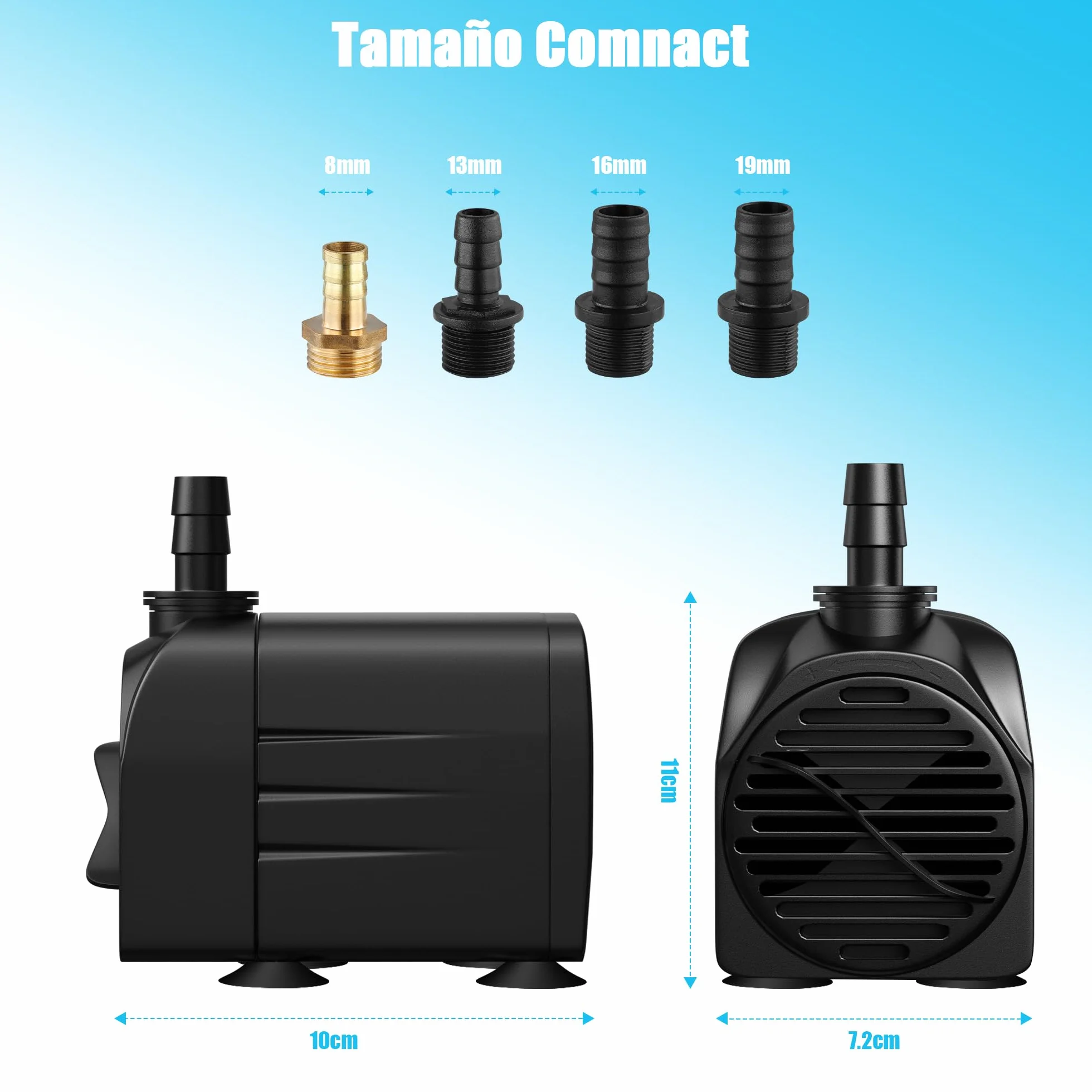 Lniz Bomba de agua 45 W 3200 L/H Bomba de acuario ultra silenciosa, bomba sumergible con 1,8 m, cable, 4 boquillas bomba de agua para fuentes, jardines, bañeras, estanques