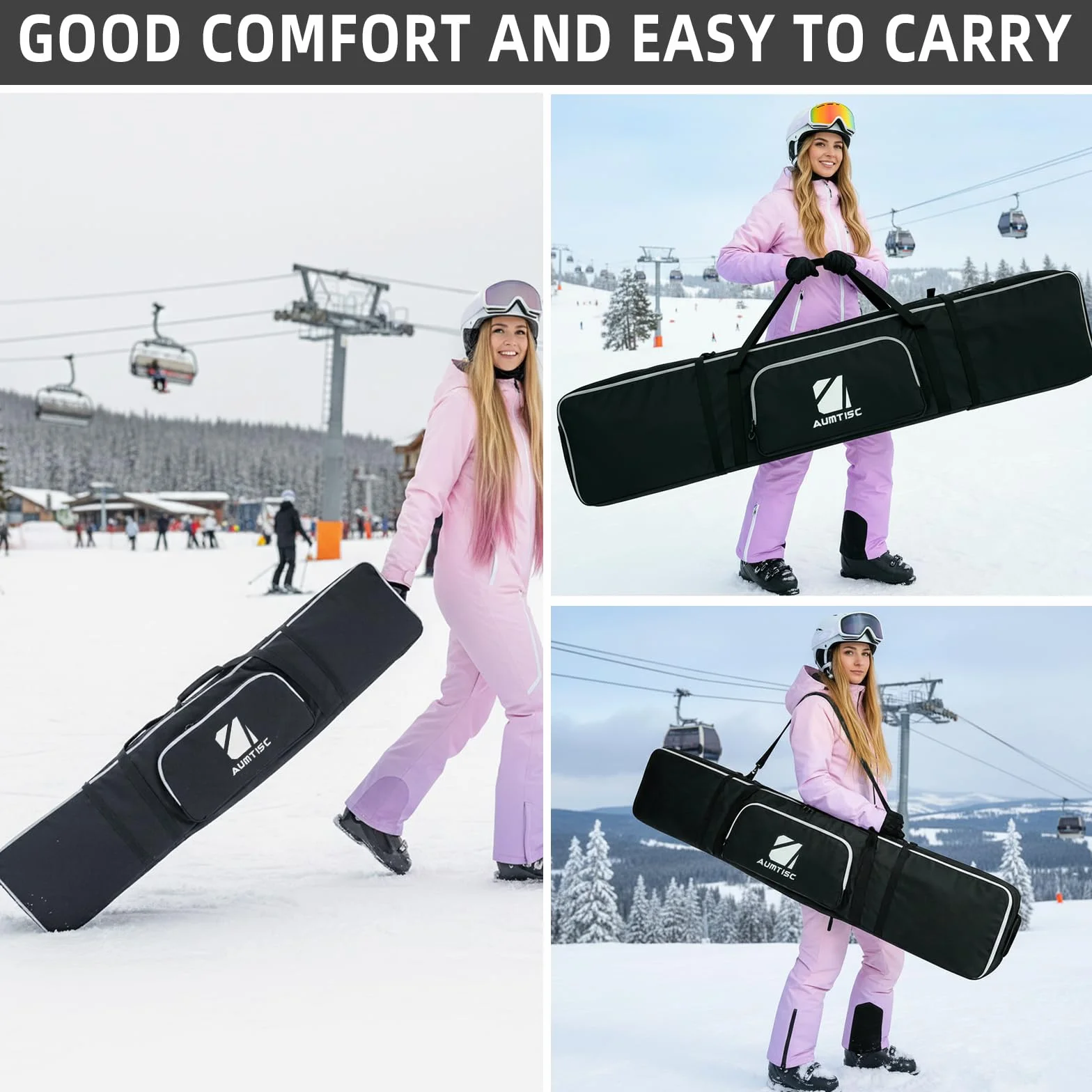 AUMTISC Bolsa de viaje para snowboard impermeable 155 cm azul