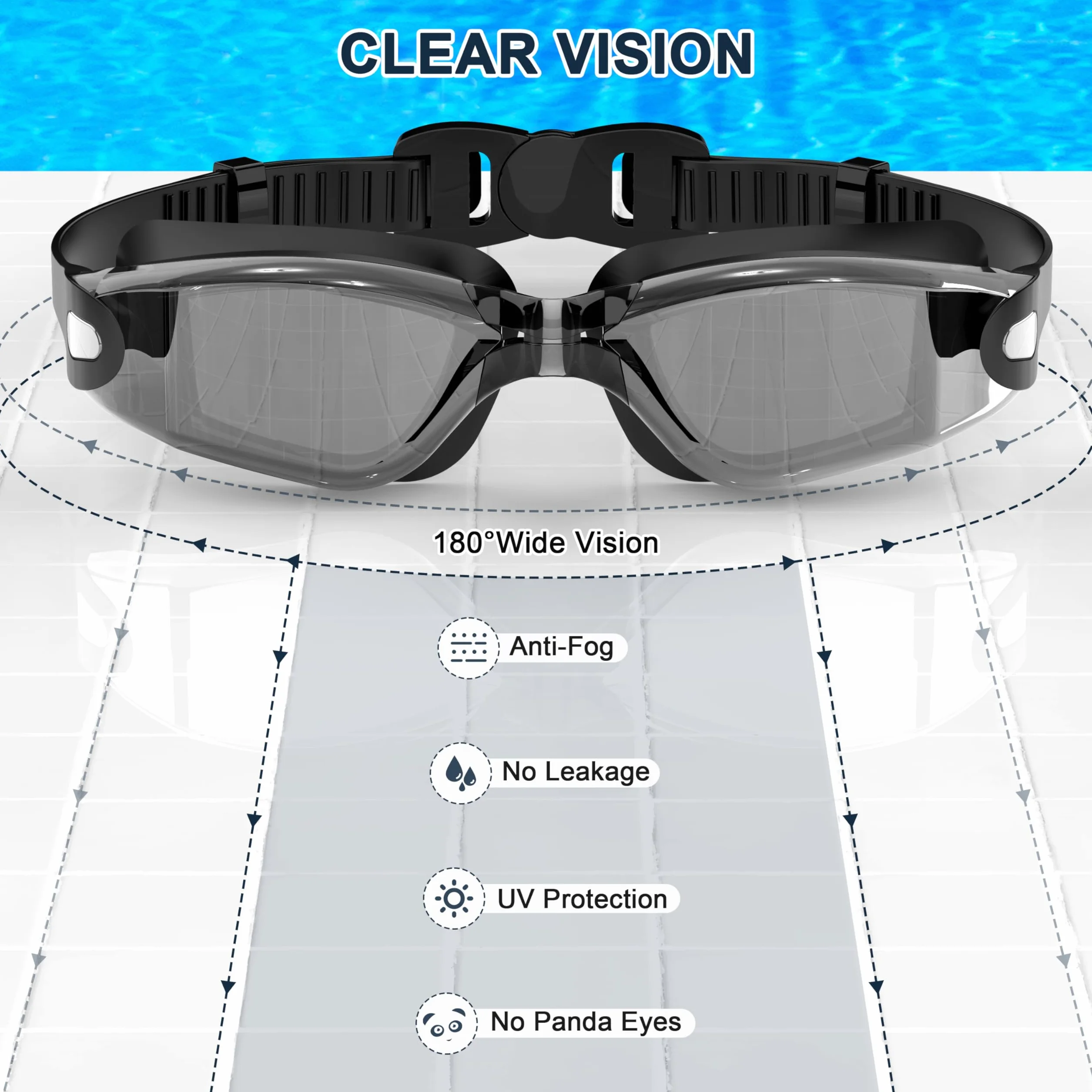 Gafas Natacion Unisex Antivaho HD Proteccion UV Impermeables Ajuste Seguro Adultos