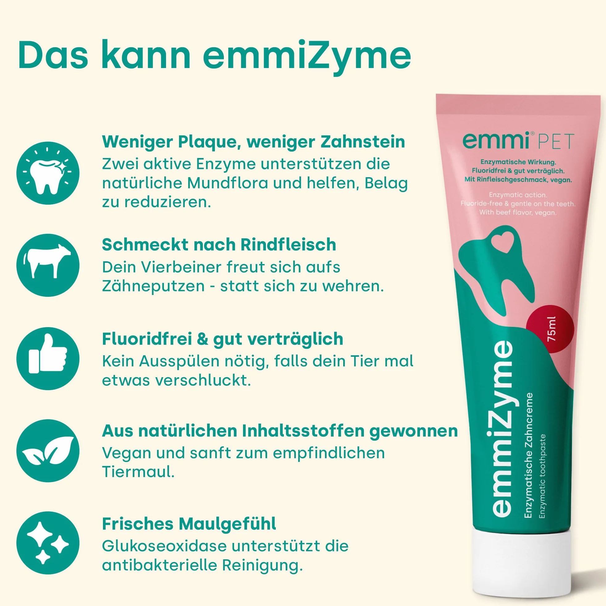 emmi-pet 1x emmi Orozyme Gel para el cuidado dental de perros y gatos con función de autolimpieza