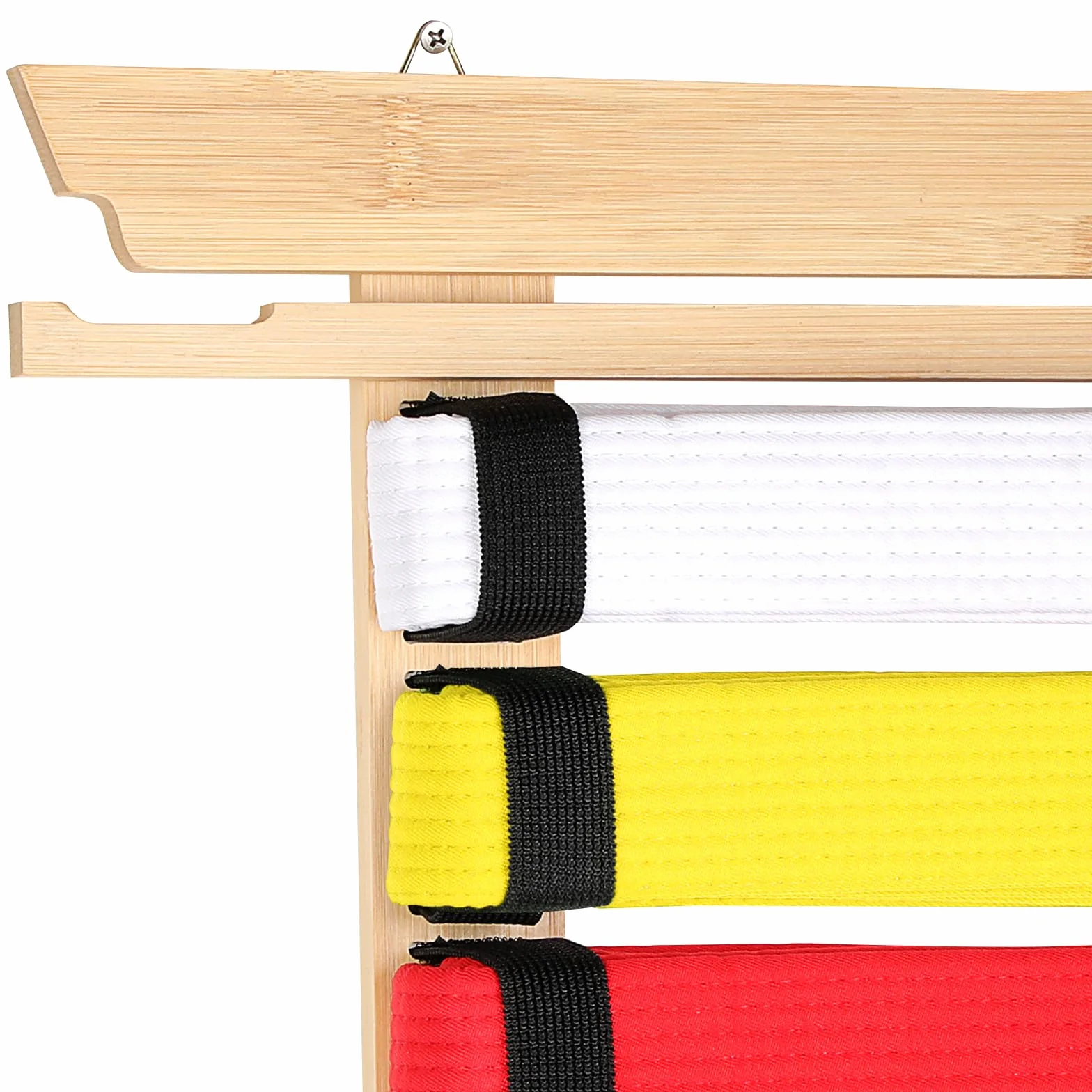 JUXYES Organizador de cinturones de artes marciales para pared 8-12 cinturones, soporte de bambú para karate