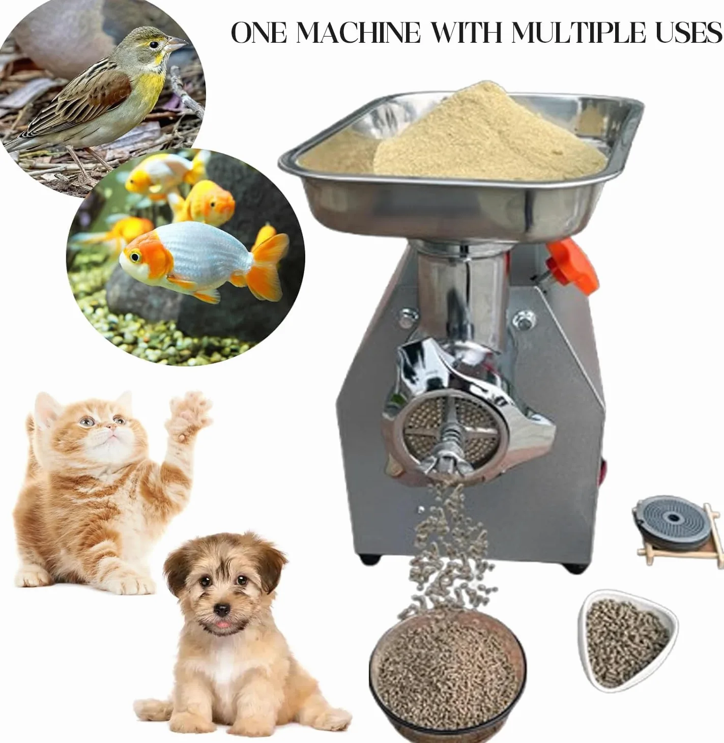 Máquina eléctrica de pellets para alimentación de animales, de alta eficiencia, para gatos, perros, aves de corral, conejos, salida uniforme