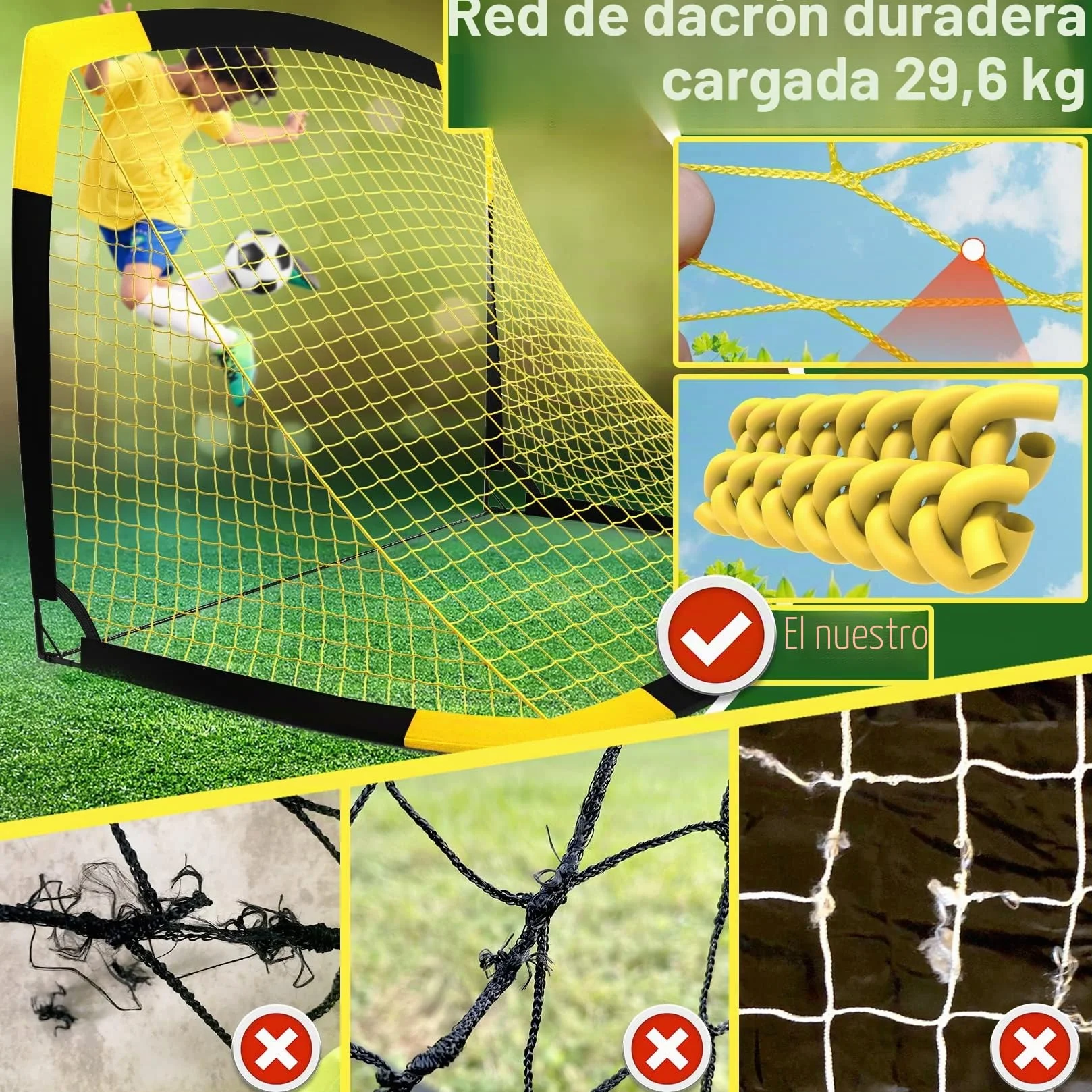 Happy Jump Portería de Fútbol Pop-Up Plegable 120x91 152x110 213x152 cm Portátil para Jardín Entrenamiento