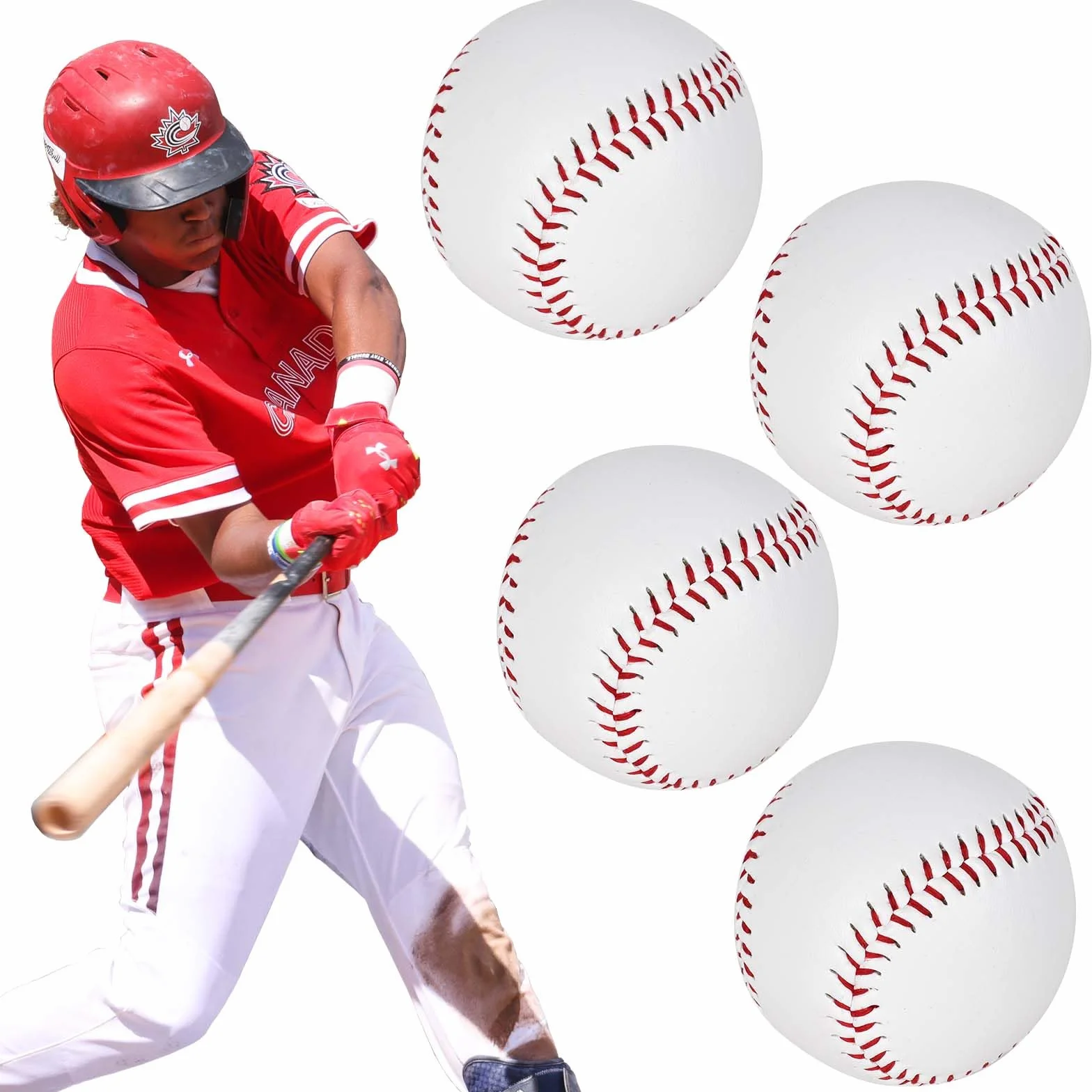 Pelotas de Béisbol Profesionales 4 Piezas, para Entrenamiento de Jóvenes Adultos y Juegos