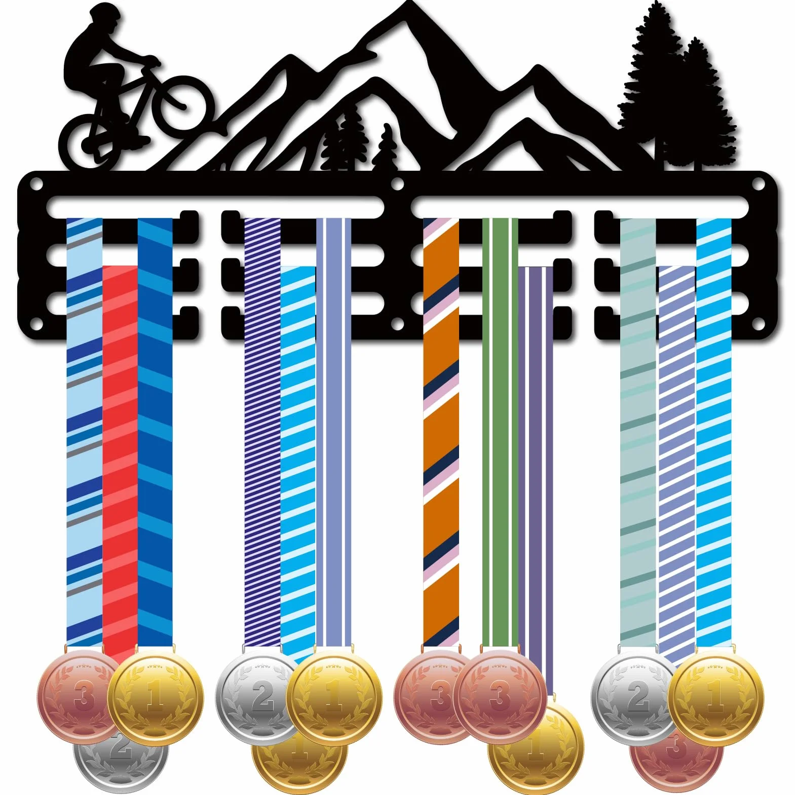 CREATCABIN Soporte Medallas Ciclismo Colgadores Metal Negro 29x13cm