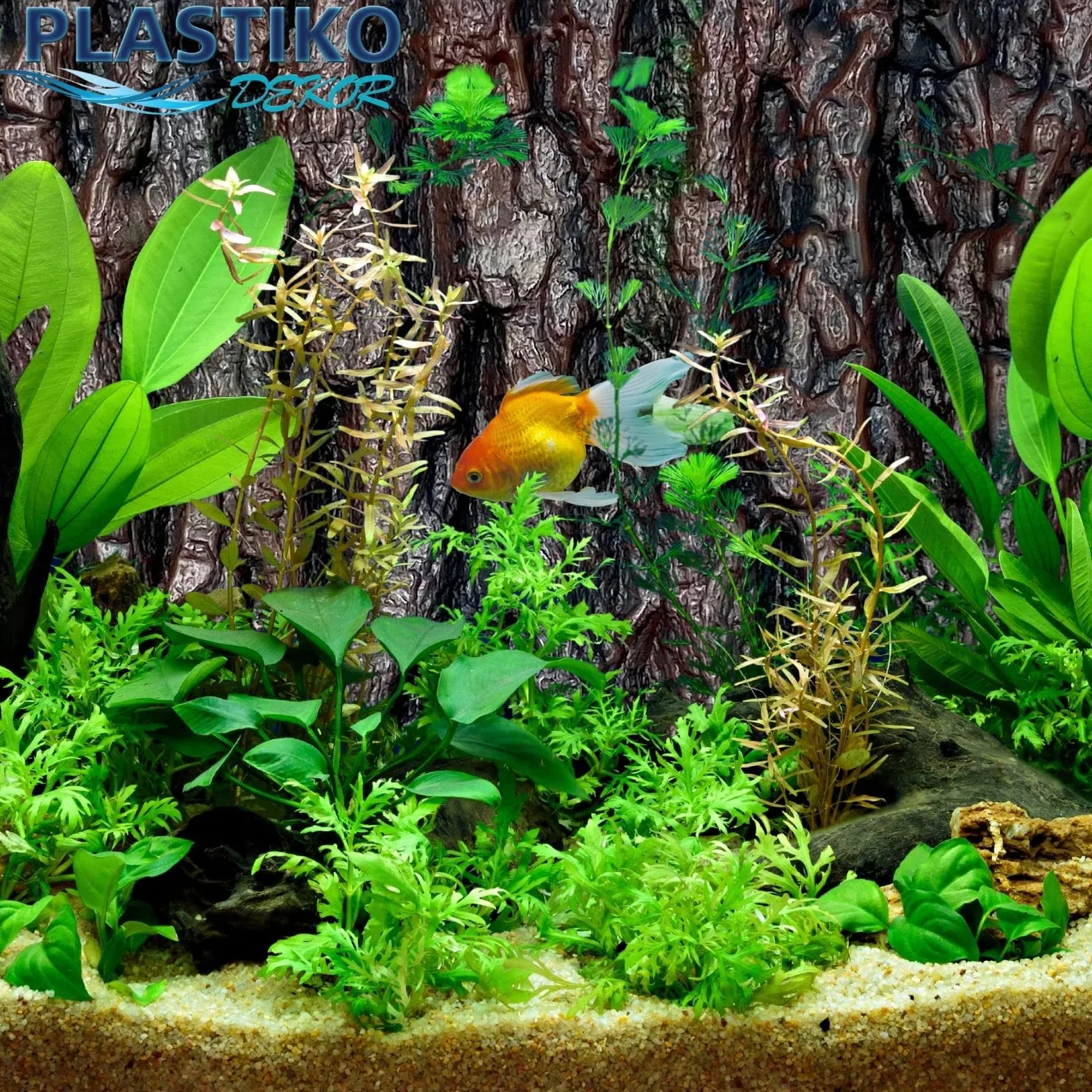 PLASTIKO - Fondo de Acuario 3D I Pared Trasera 100 x 40 cm I Fácil de Montar y Limpiar I No Requiere Pegado I Seguro para Animales I Marrón con patrón de Corteza de árbol