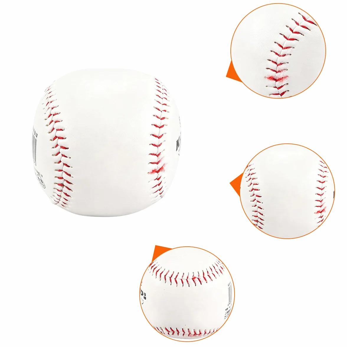 Ubric 3 piłki baseballowe standardowe skóra syntetyczna trening młodzież dorośli szkoła halowa zewnętrzna biały