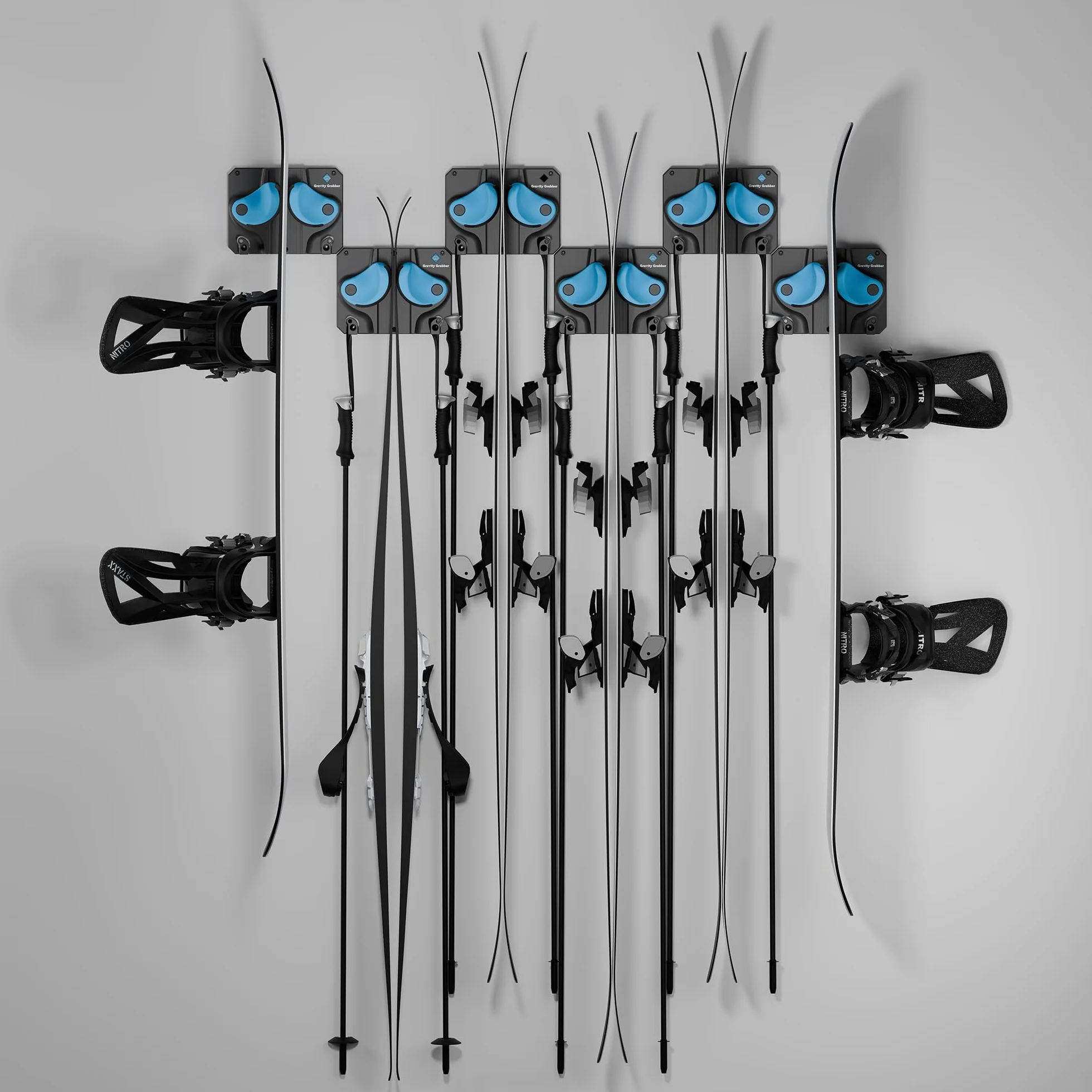 Gravity Grabber Estante de Pared para Esquí y Snowboard - Azul Verdoso