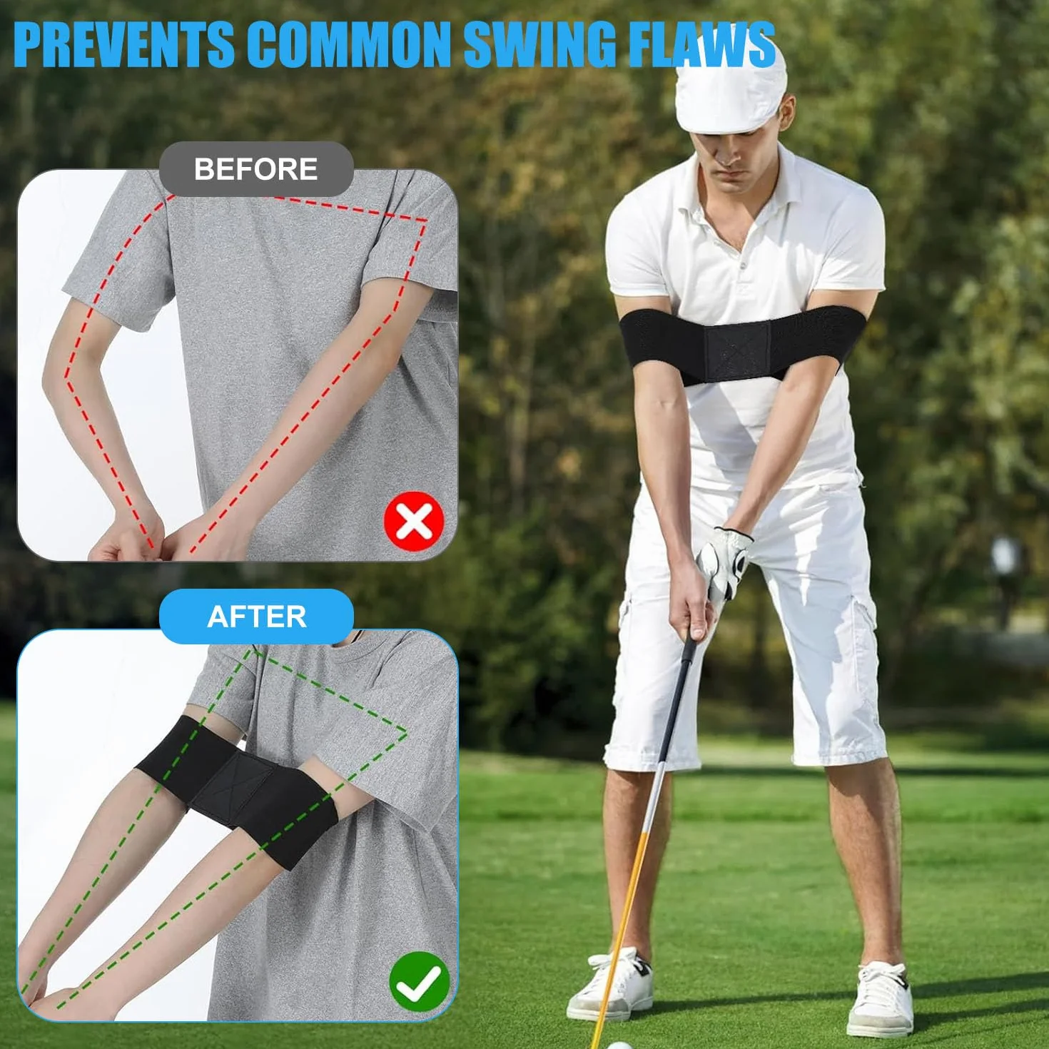 Golf Swing Trainer, Wrist Correction & Arm Band Set for Beginners