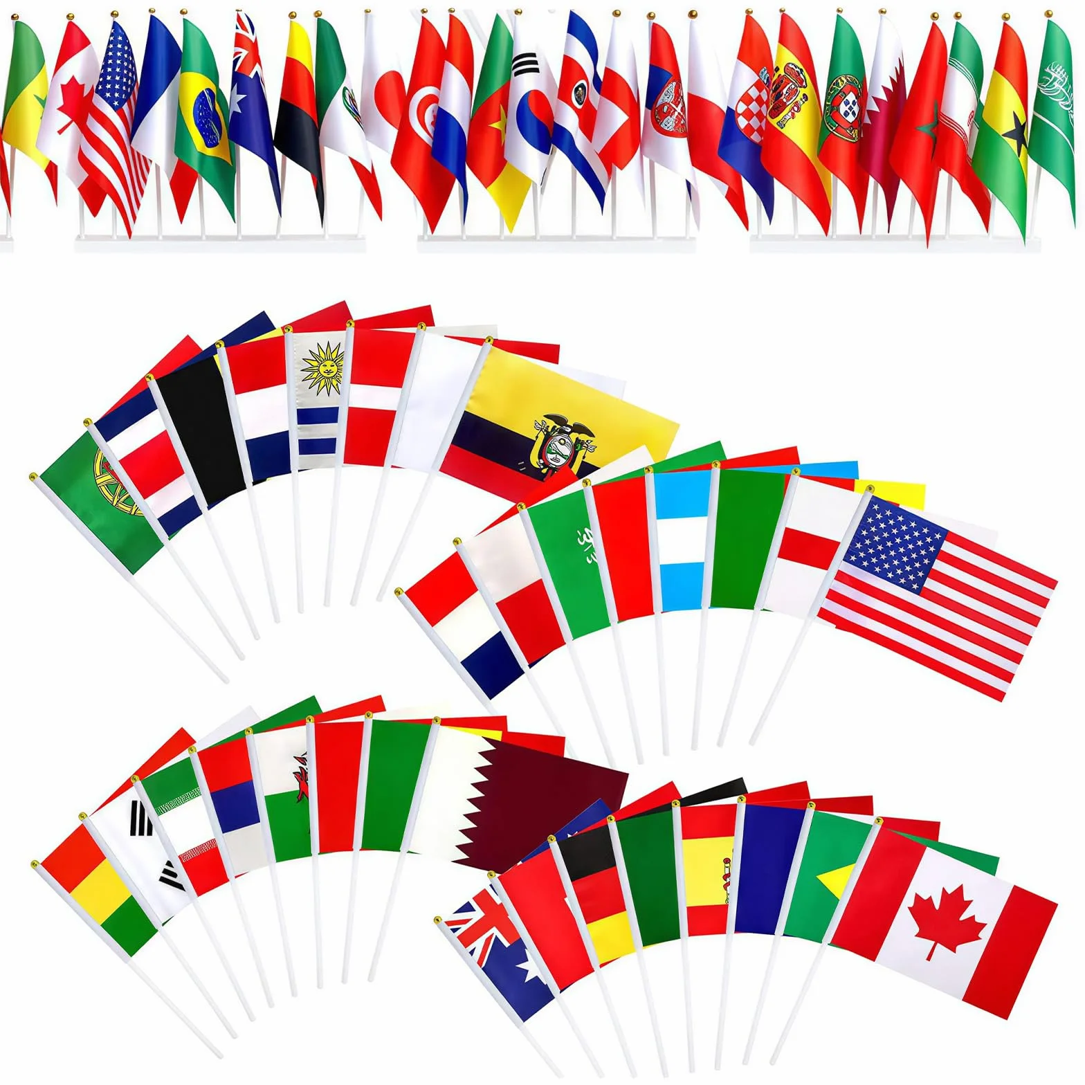 48 banderas de países pequeñas de mano doble cara para Mundial de Fútbol 2026