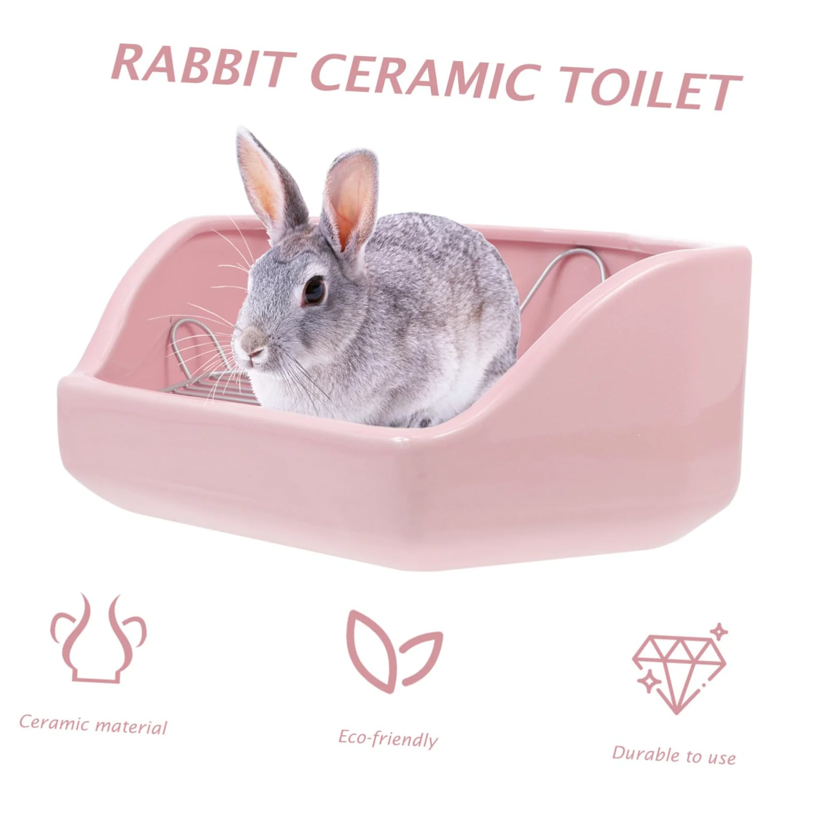 Orinal para Mascotas Antivuelco de Cerámica Extra Grande Baño Pentagonal para Conejos Cobayas y Hámsters Accesorio Higiénico para Pequeños Animales Fácil de Limpiar y Seguro