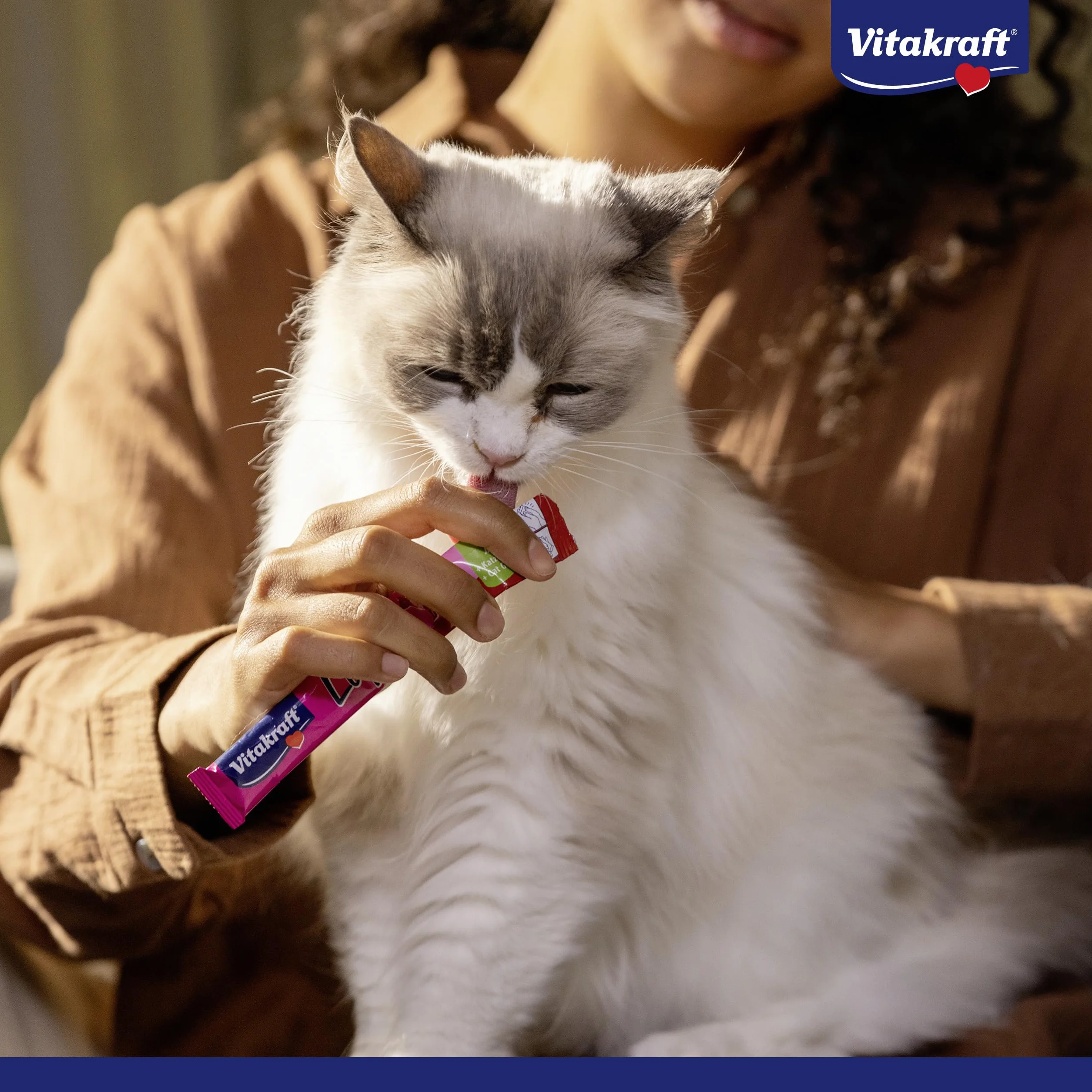 Vitakraft Liquid Snack, golosina para gatos, snack cremoso para gatos, con salchicha de hígado y biotina, con salmón y omega 3, en bolsitas individuales, 1 paquete de almacenamiento (16x 15g)