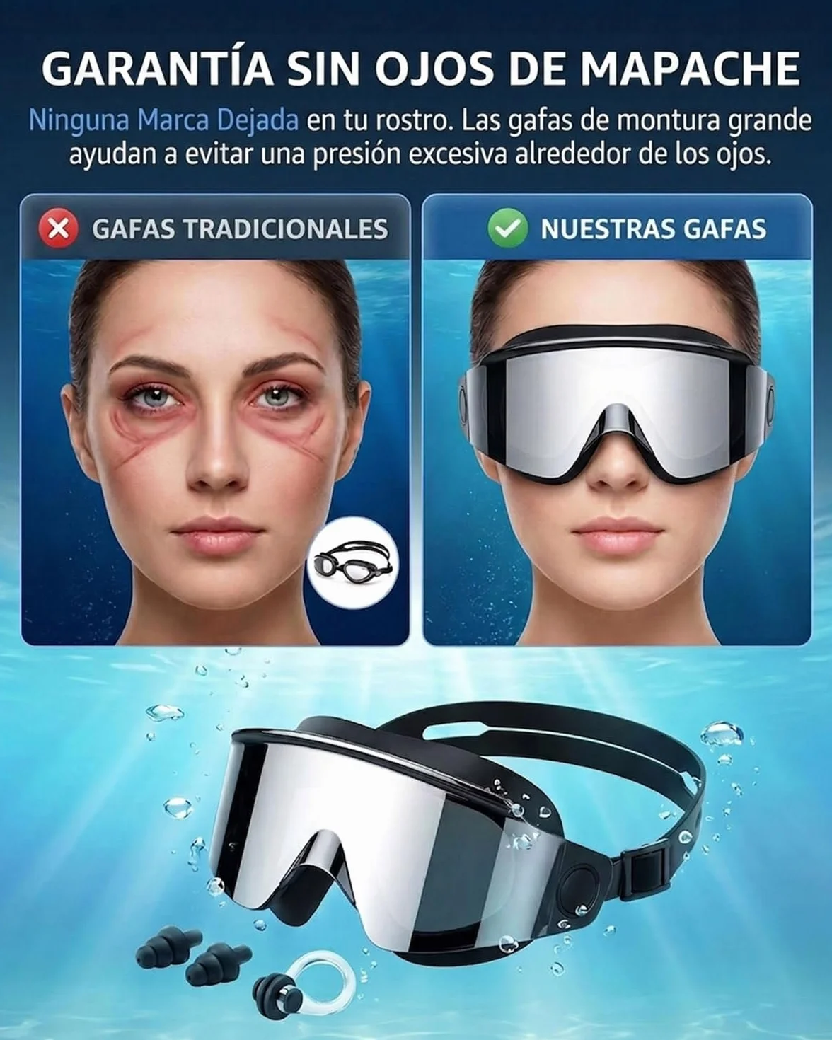 Gafas de Natación Sin Marco, Protección UV y Antivaho