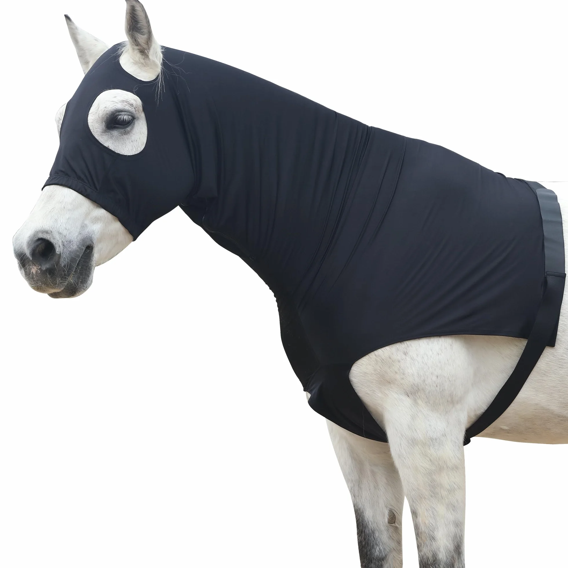 Leberna Capucha Lycra con Cremallera para Caballo XL Negro