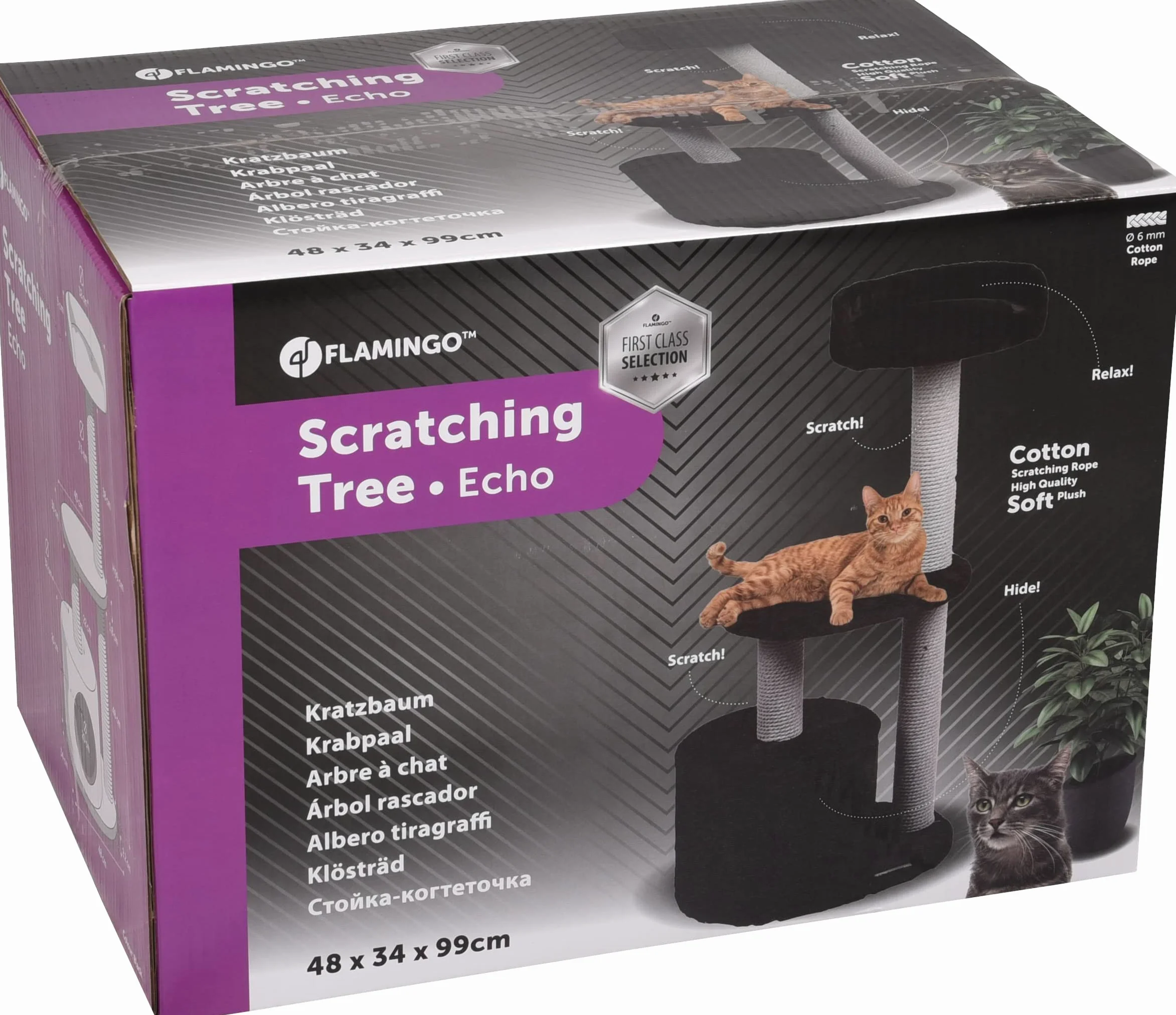 Cat Tree Echo Black 48 x 34 x 99 cm