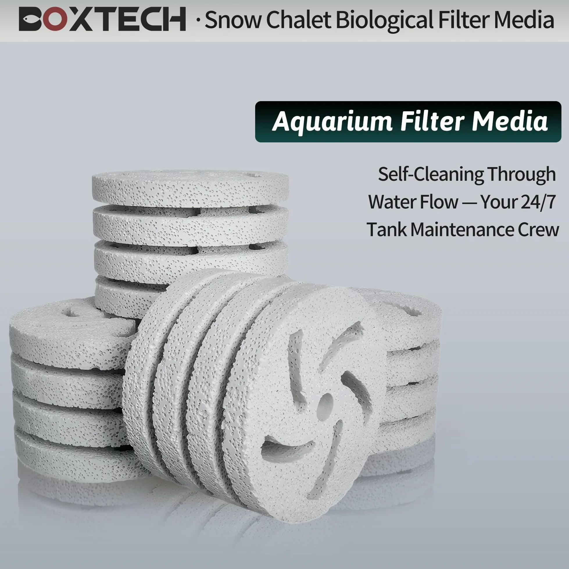 boxtech Bloques biológicos de cerámica, medios de filtro de acuario autolimpiables, mejora la claridad del agua y el crecimiento bacteriano, nano medios de filtro para filtración de peceras y