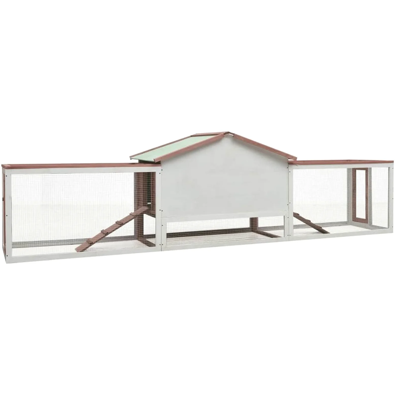 GuyAna Conejera de Madera Maciza Pino y Abeto Color Moca Conejera Exterior Esquinero Conejo 310x70x87 cm