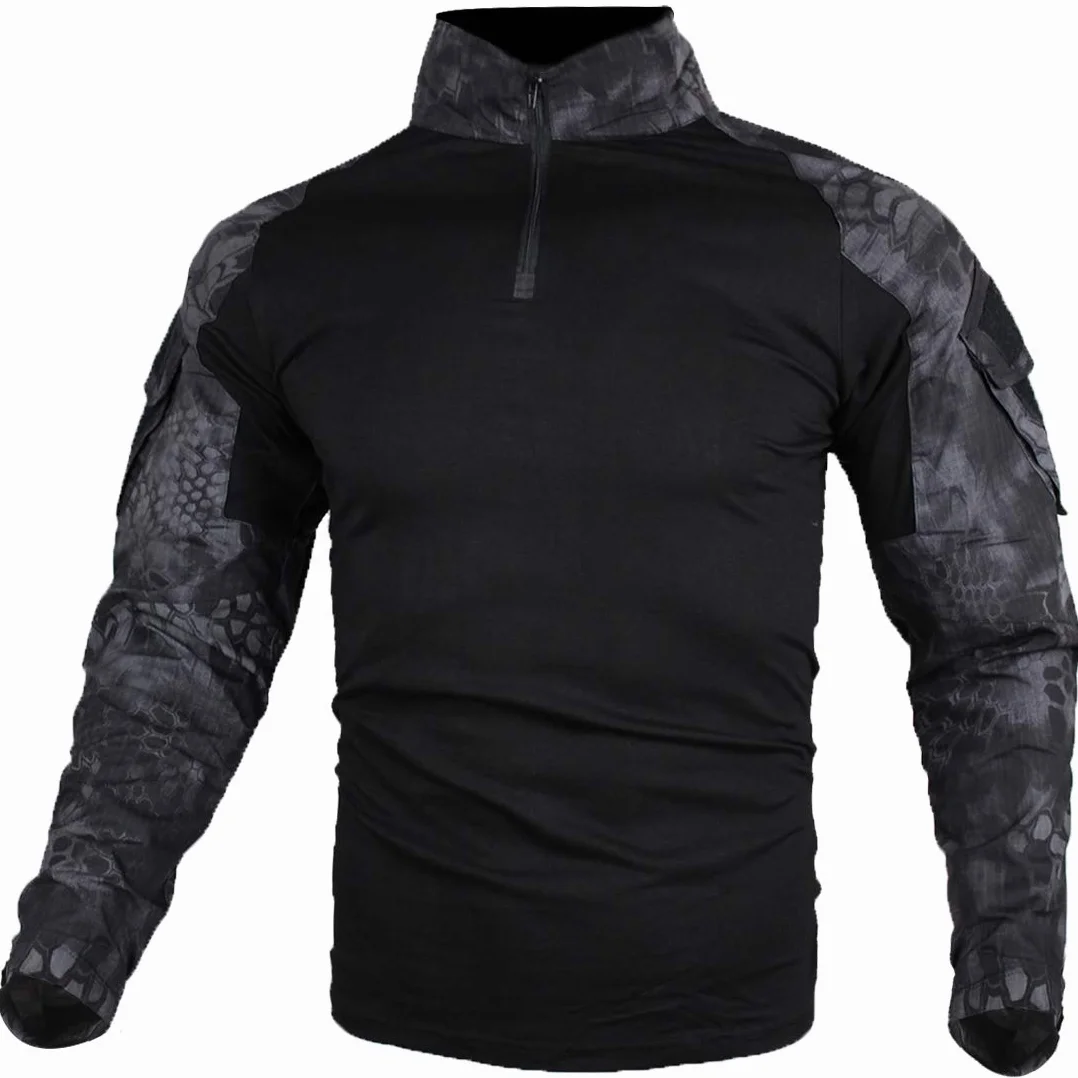 Camiseta de Combate Táctica para Hombres Transpirable Ripstop Caza Militar Airsoft