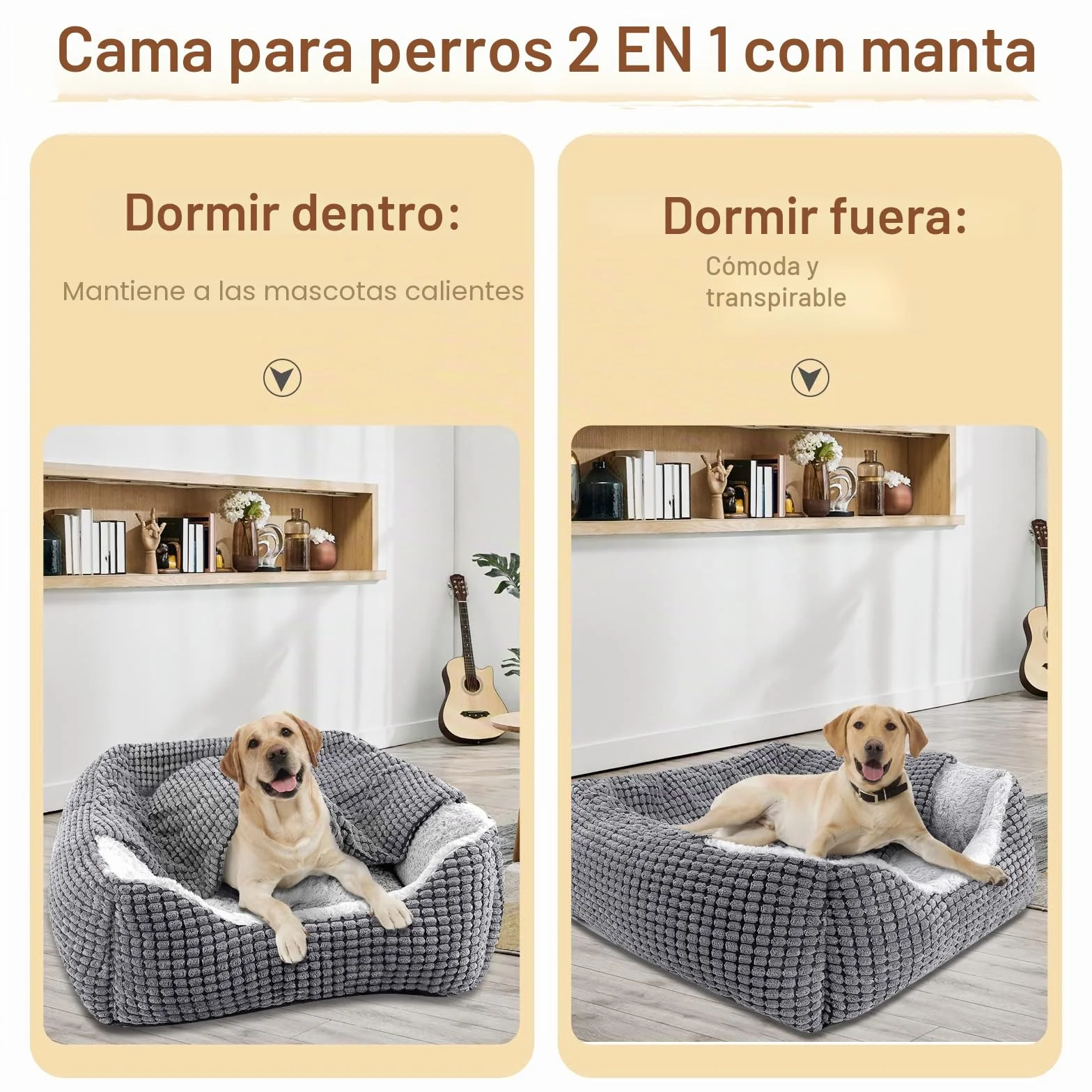 JOEJOY Cama para perros de tamaño mediano, cesta para perros con manta extraíble, cama para perros de pana mullida, lavable, antideslizante, sofá para perros con borde alto, cabe hasta 14 kg mascotas