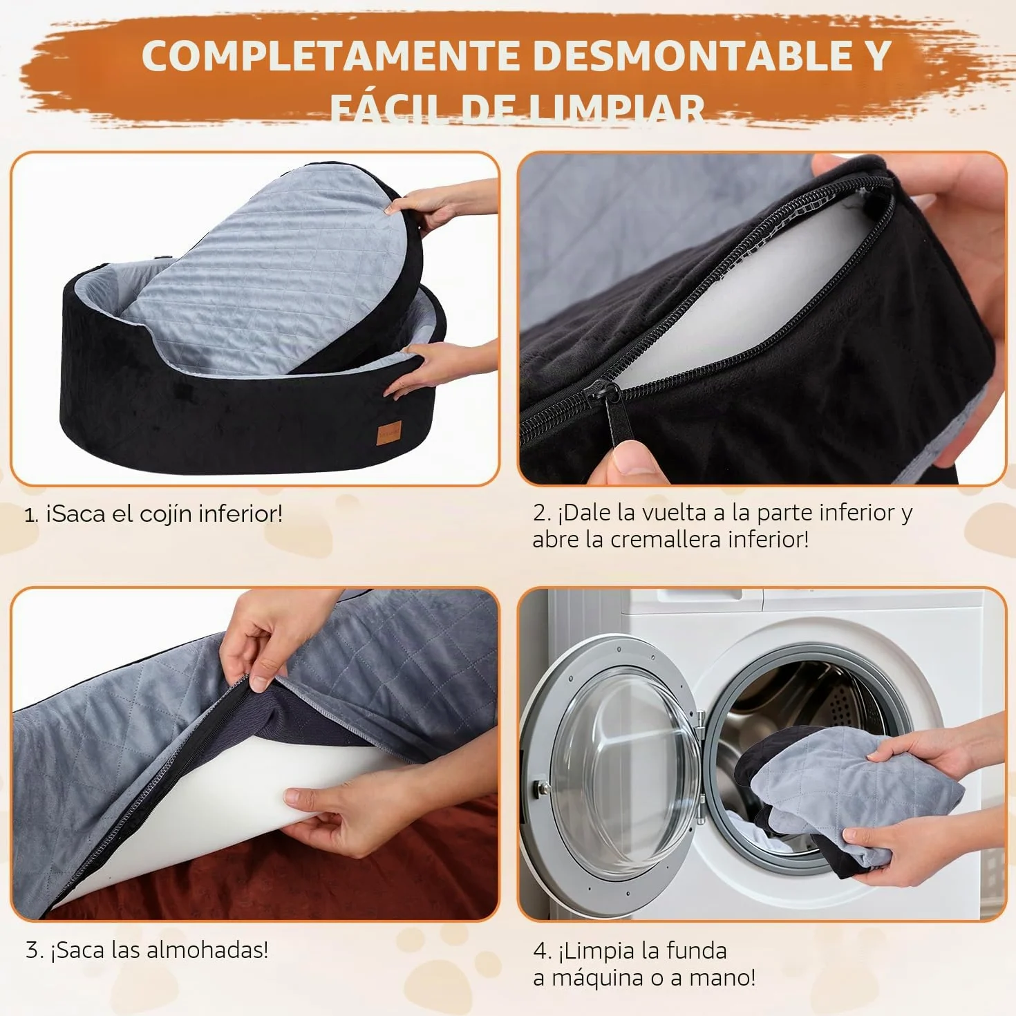 Asiento de Coche de 10 cm de Altura para Perros de Menos de 25 kg | Cojín de 70 x 42 x 10 cm, 2 correas de seguridad, asiento para coche para perros con funda extraíble y lavable