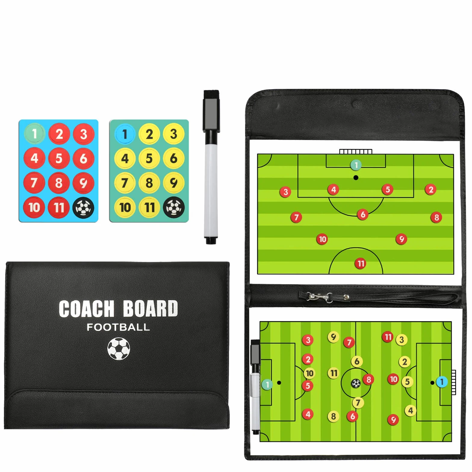 RoseFlower Pizarra Táctica de Fútbol Plegable con Imanes para Entrenamiento Deportivo
