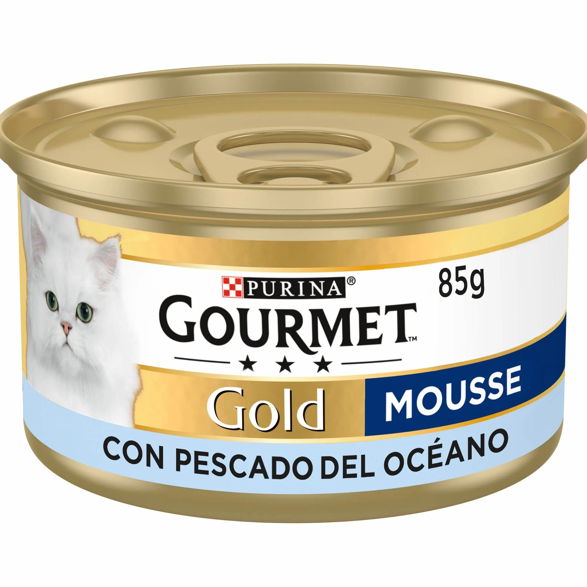 GOURMET Gold Mousse, Comida Húmeda para Gato Adulto, Mousse de Pescado del Océano, Pack de 24 Latas de 85 g