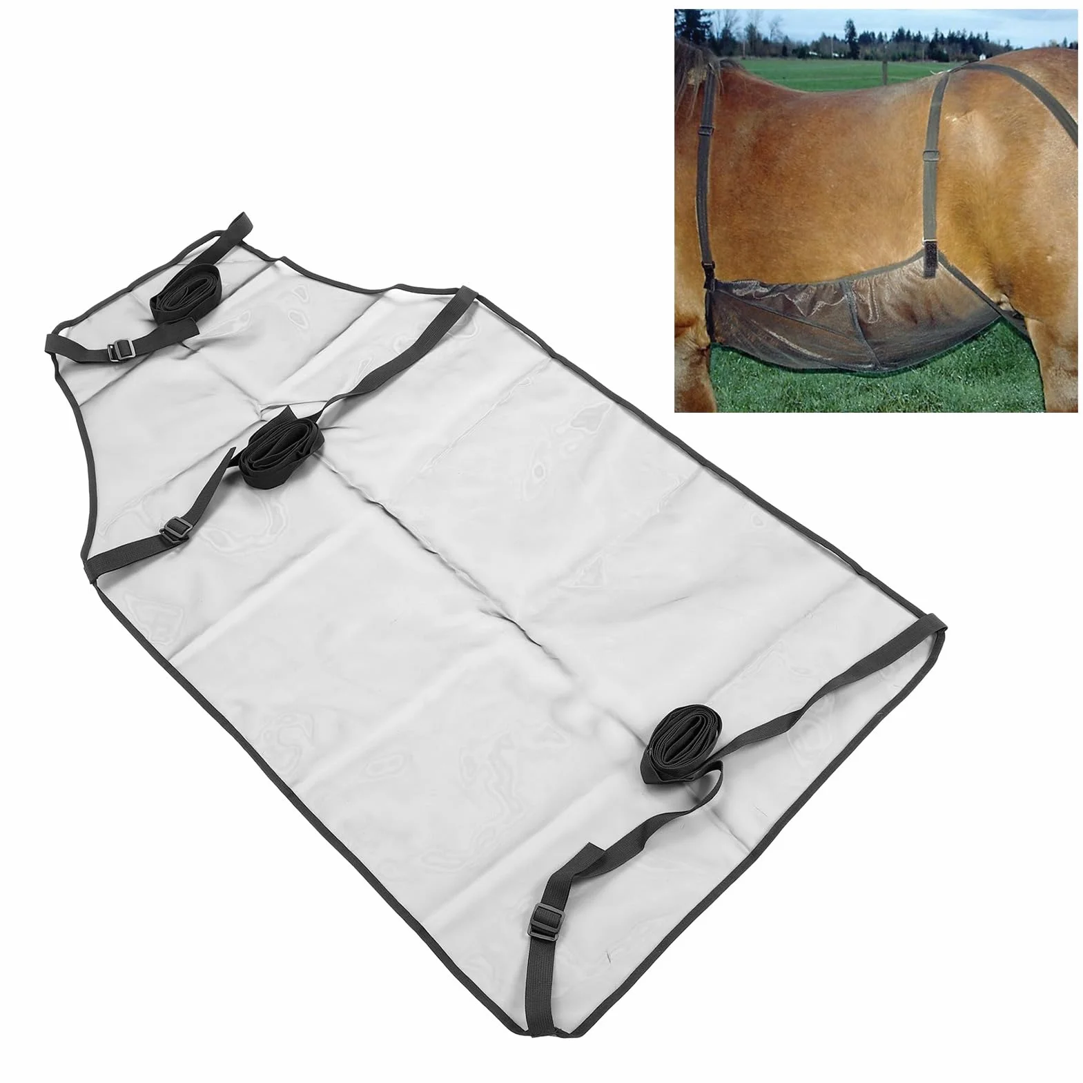 Protector de Vientre de Caballo, Protector de Vientre de Malla para Montar a Caballo, Ajustable, Suave, Transpirable, Ligero, Ajuste Estable, Protector Equino, Cubierta de