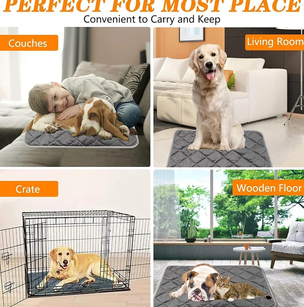 Manta térmica para perros, tapete reflectante térmico autocalentable para perros y gatos, almohadilla reflectante de calor de 5 capas para mascotas, tapete no eléctrico, 22.8 x 34.6 pulgadas, marrón