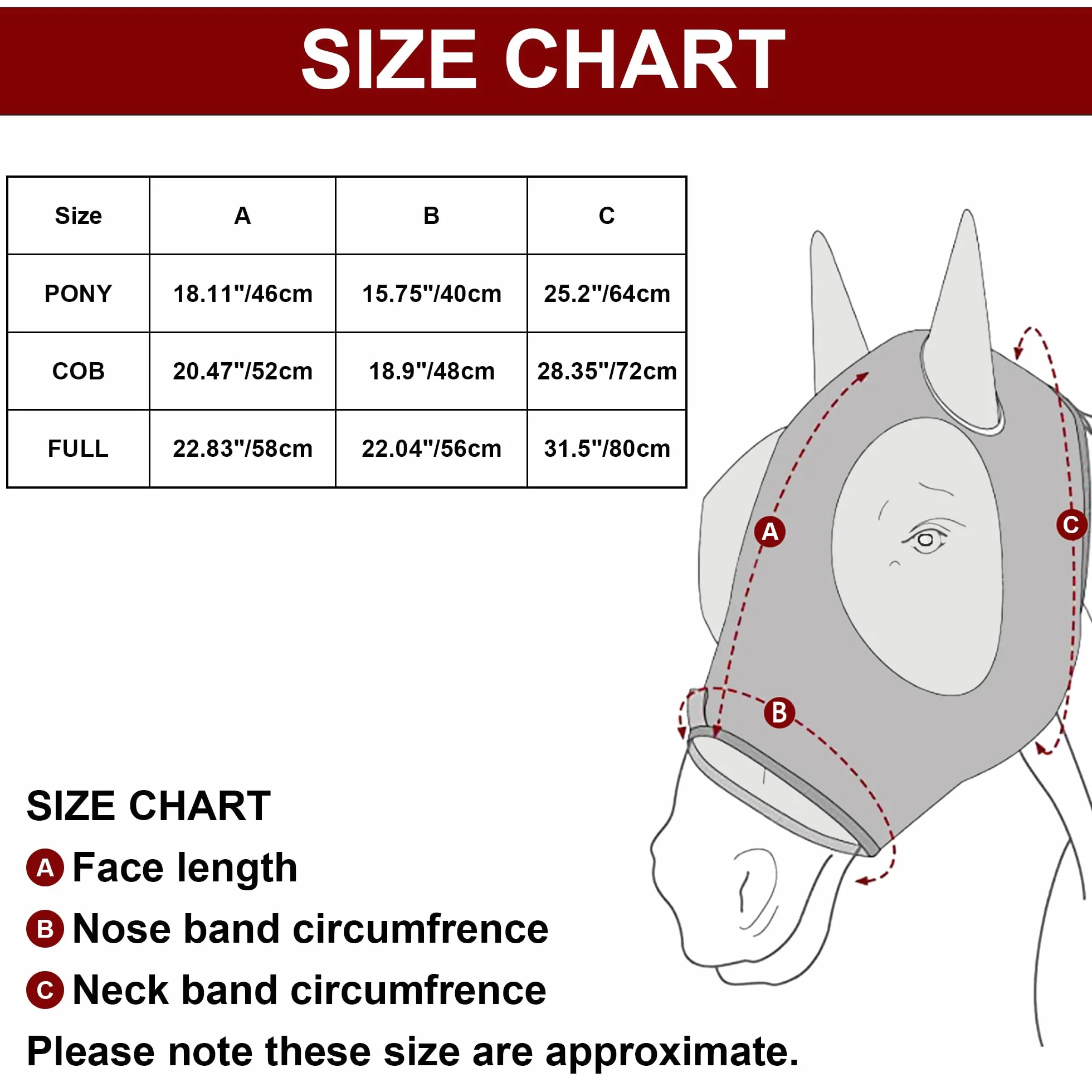Máscara antimoscas para caballo, gran espacio para los ojos con orejas, súper cómoda, elástica, protección UV para caballo, mazorca verde