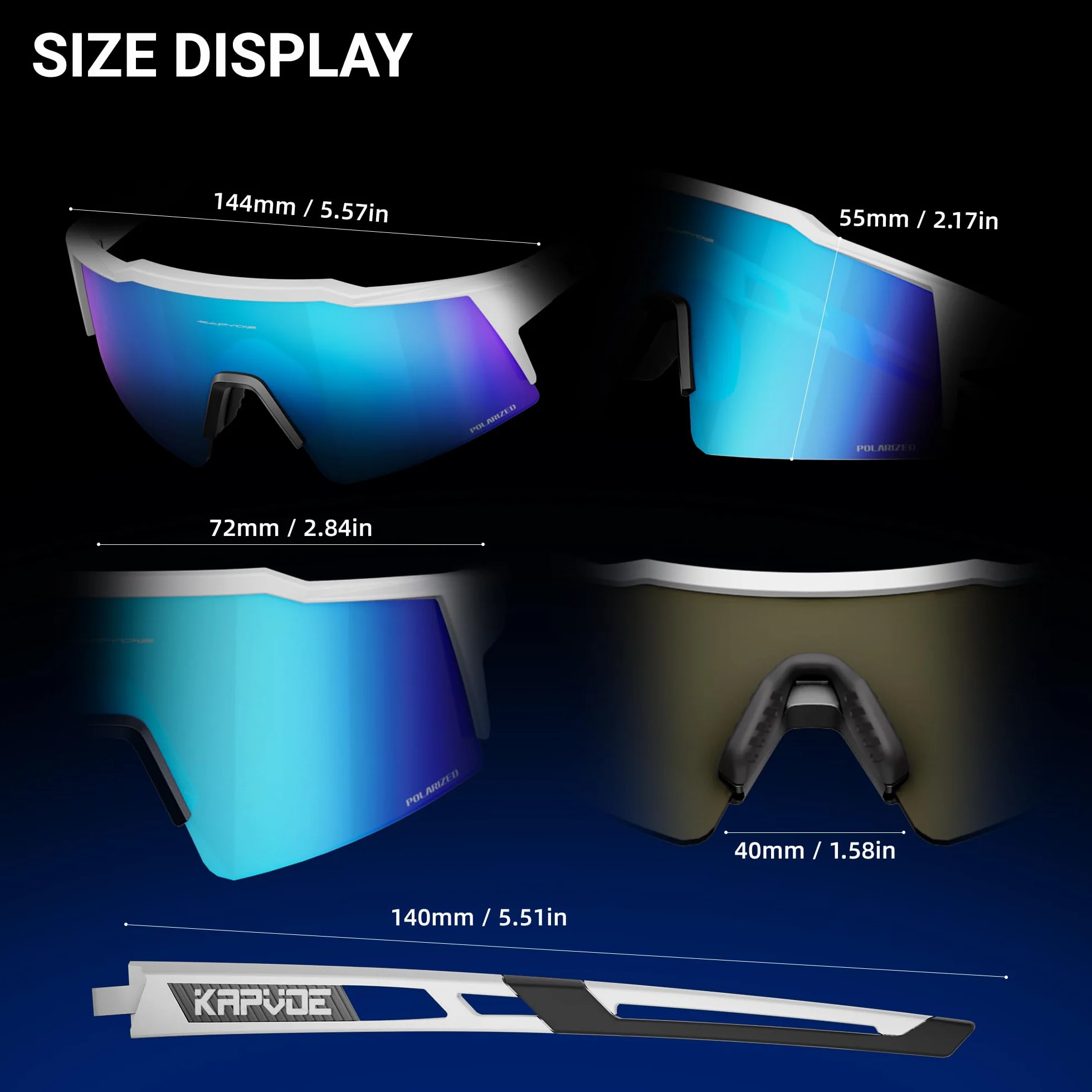 KAPVOE Gafas de Ciclismo Polarizadas TR90 K9023 con 4 Lentes Intercambiables