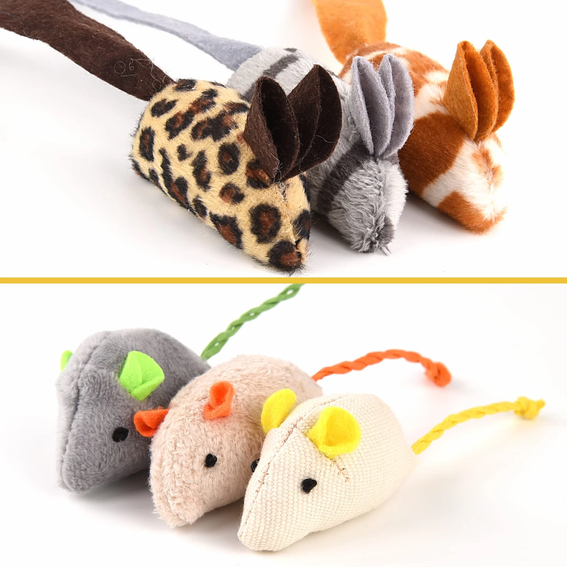 KTL 6 Paquetes de Juguetes para Gatos Interactivo Juguetes para Ratones Catnip para Gatos Peludo Ratón Gato Gatito Que juegan a Masticar Dientes Limpieza Realista Juguete de Felpa