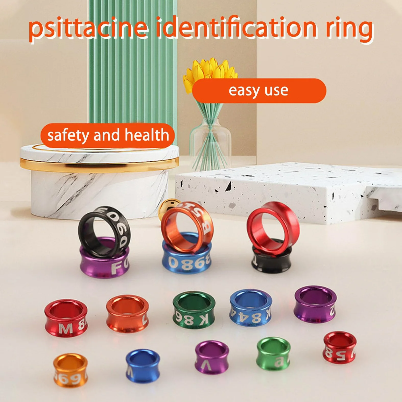 Anillos de pie de pájaros Anillos de Colorido de Pierna Cerrada para pájaros de Hibisco, Loros, peonías, Palomas, etc. （100pcs） 50pieces 4.4MM
