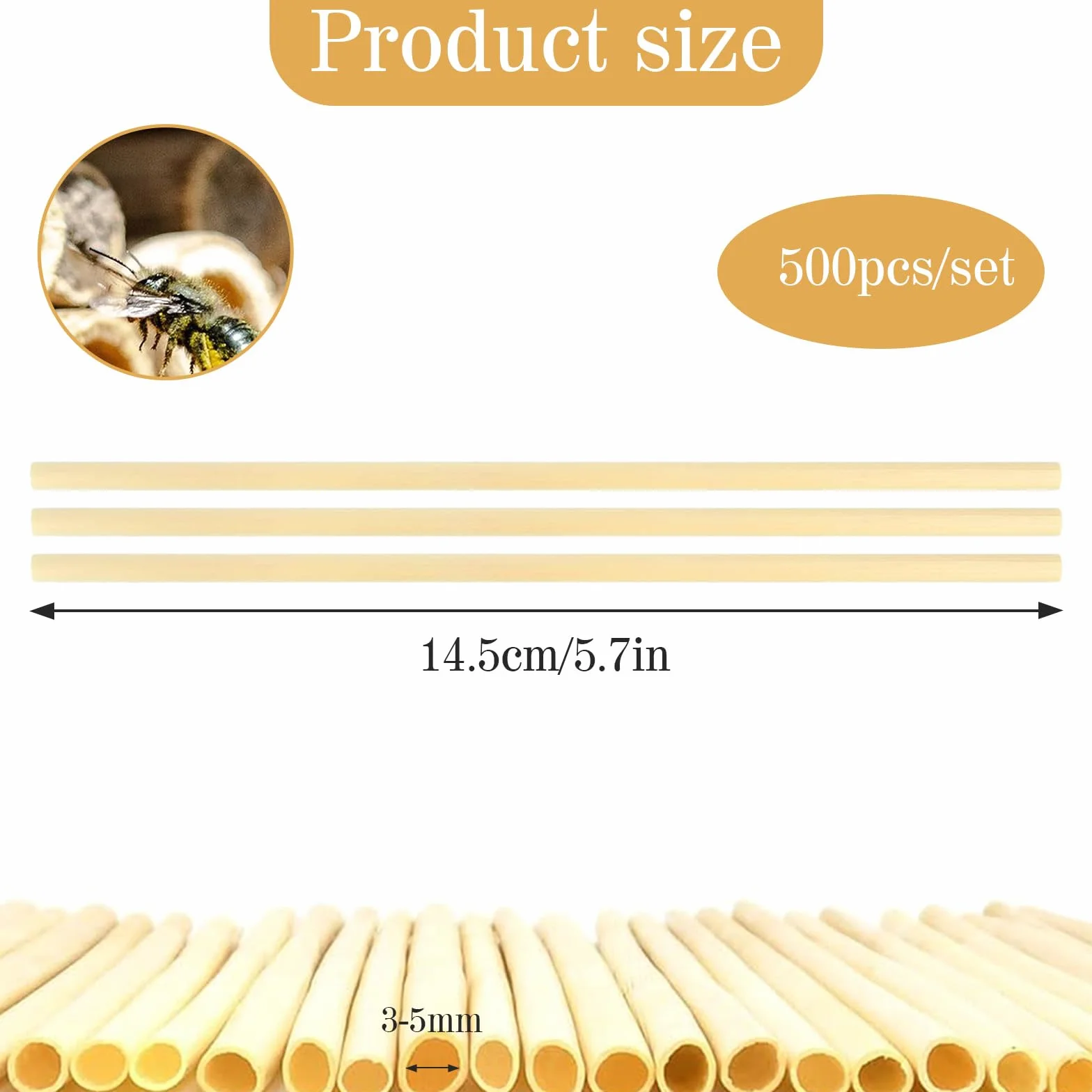 500 Piezas Tubo para Nido de Abejas,14.5 CM Largo, Tubo de Cartón para Apicultores,Accesorios para Casa de Insectos,para Rellenar Hotel de Insectos,Casa de Abejas, Hotel de Abejas