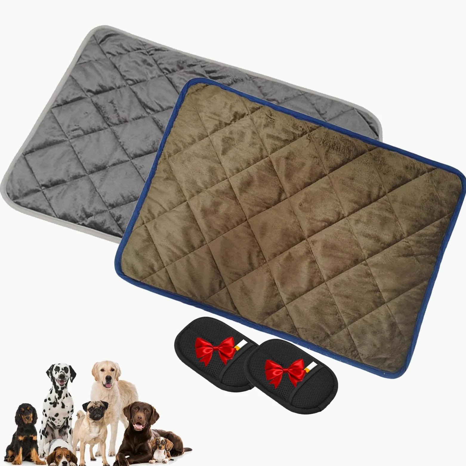 Manta térmica para perros, tapete reflectante térmico autocalentable para perros y gatos, almohadilla reflectante de calor de 5 capas para mascotas, tapete no eléctrico, 22.8 x 34.6 pulgadas, marrón