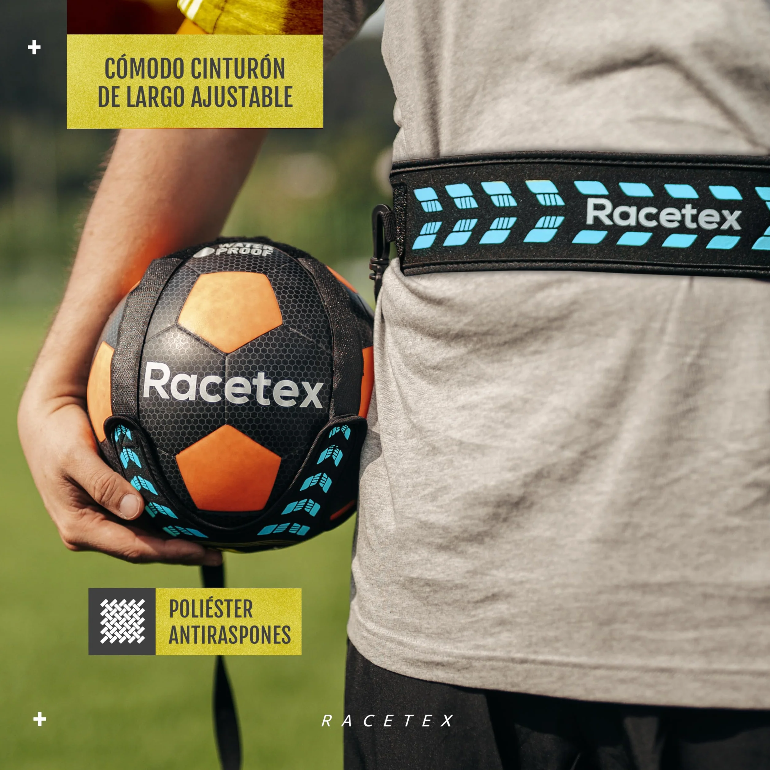 Racetex Cinturón Entrenamiento Niño Longitud Regulable Accesorios Fútbol para Futbolistas Regalo Entrenador Fútbol Niños Football Training Belt