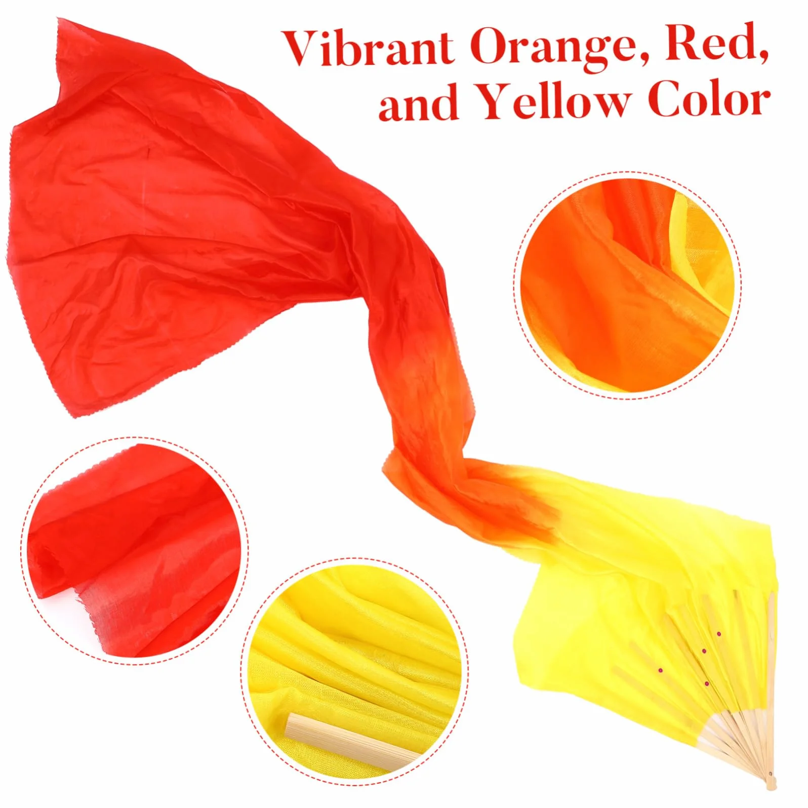 YARNOW Abanico Bailarín de Bambú y Seda Color Degradado para Danza del Vientre