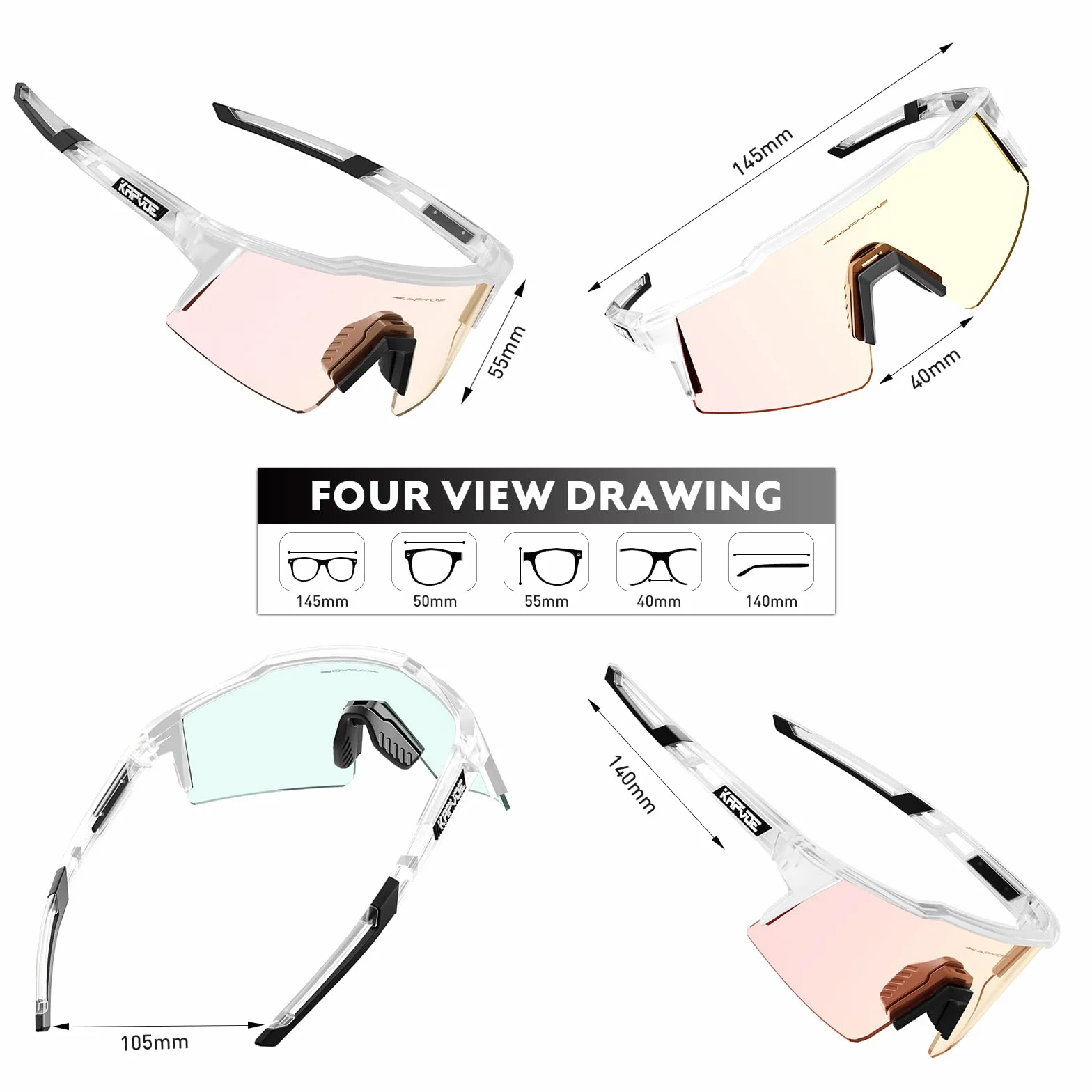 KAPVOE Gafas de Ciclismo Fotocromáticas TR90 K9023