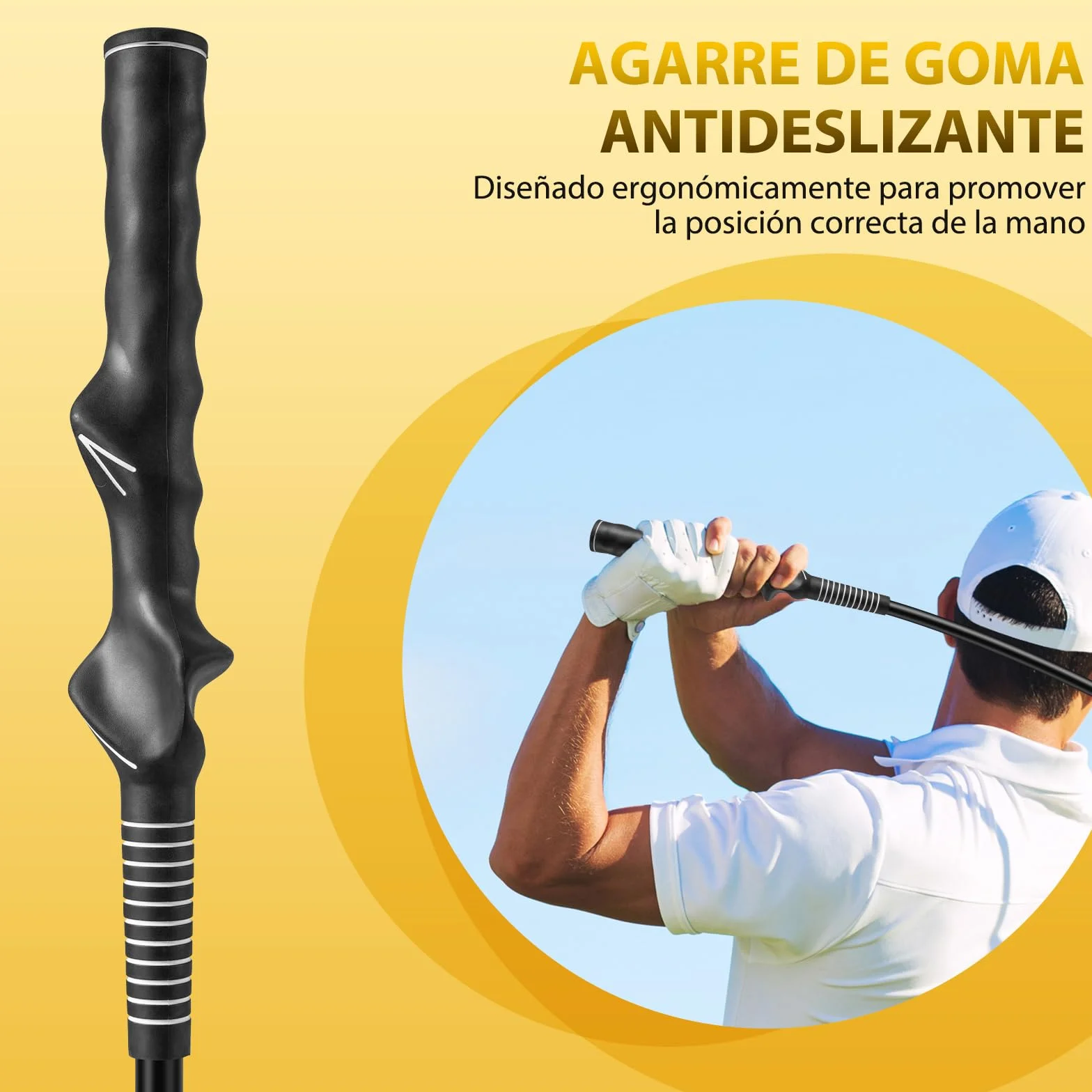 COSTWAY Ayuda para Entrenamiento del Swing de Golf, Palo de Práctica con Cabeza Pesada