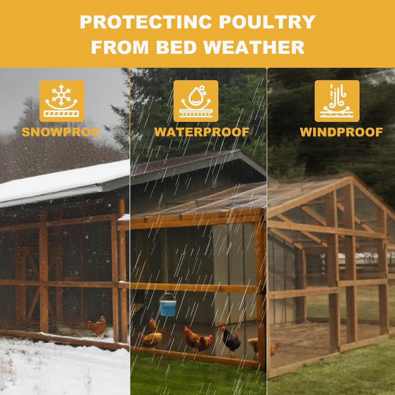 Cubierta de PVC para gallinero con bordes reforzados para refugio de aves de corral al aire libre y cubierta aislada para aislamiento invernal