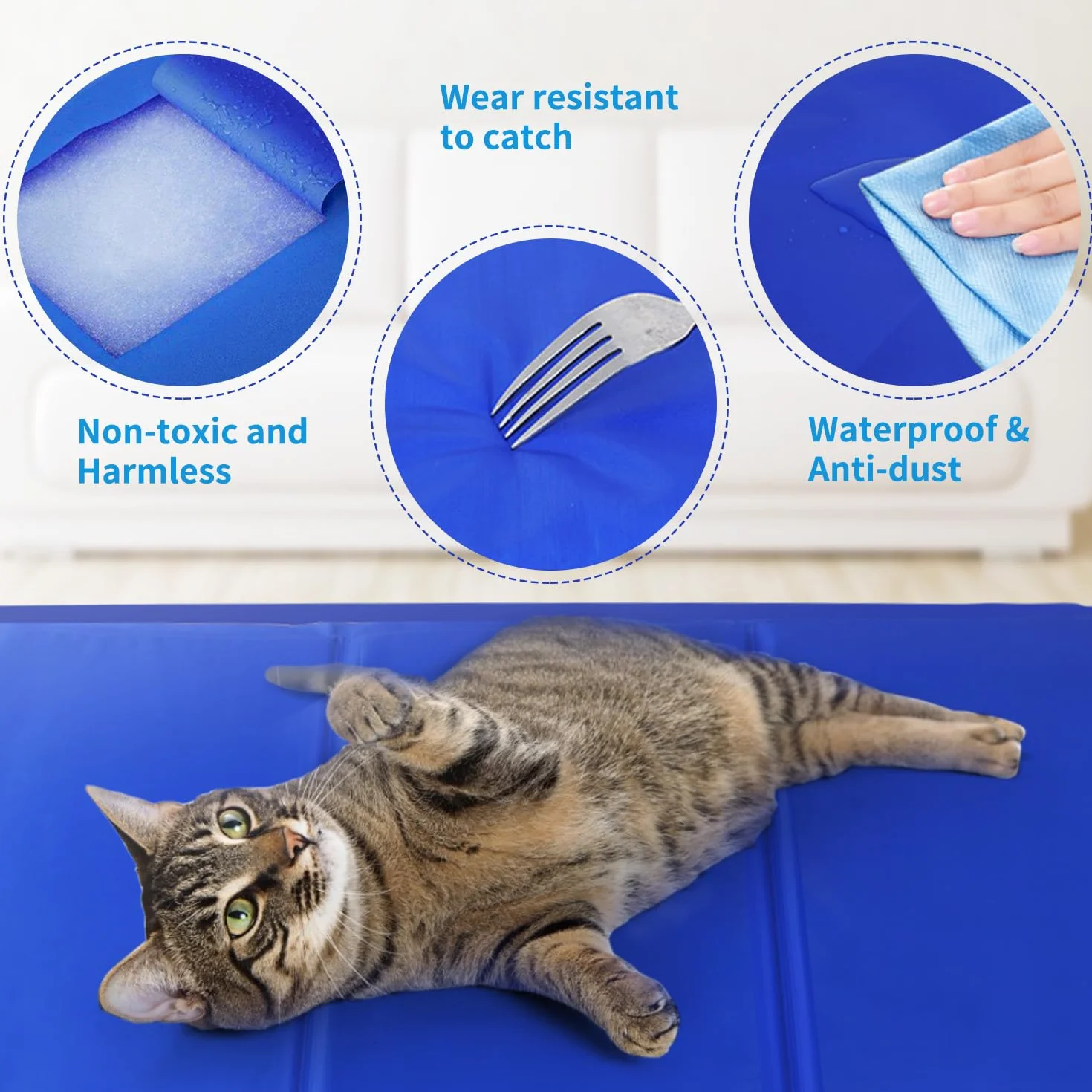Nobleza - Alfombrilla refrescante para Mascotas Grandes. Auto refrigerante No tóxico. Ideal para para Perros, Gatos en Verano. 90 * 50 cm, Color Azul