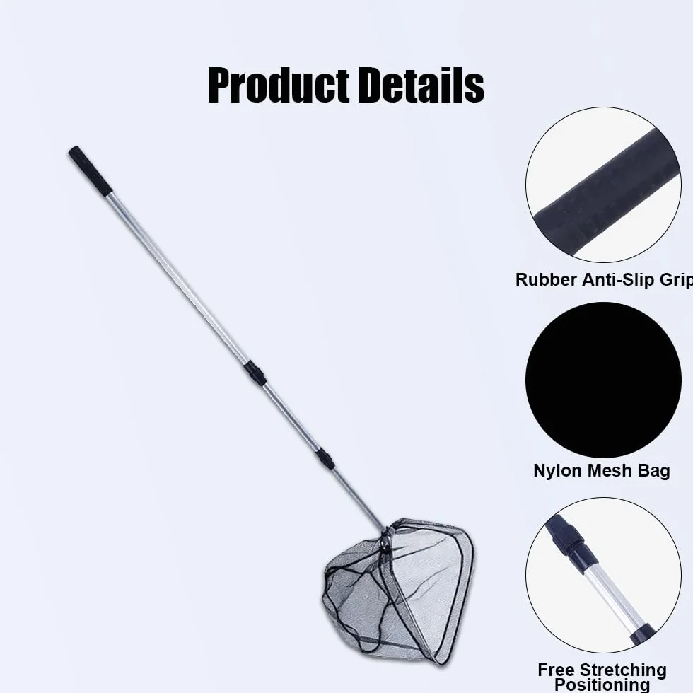 Red de Pesca Triangular Plegable 120CM Telescópica para Estanque