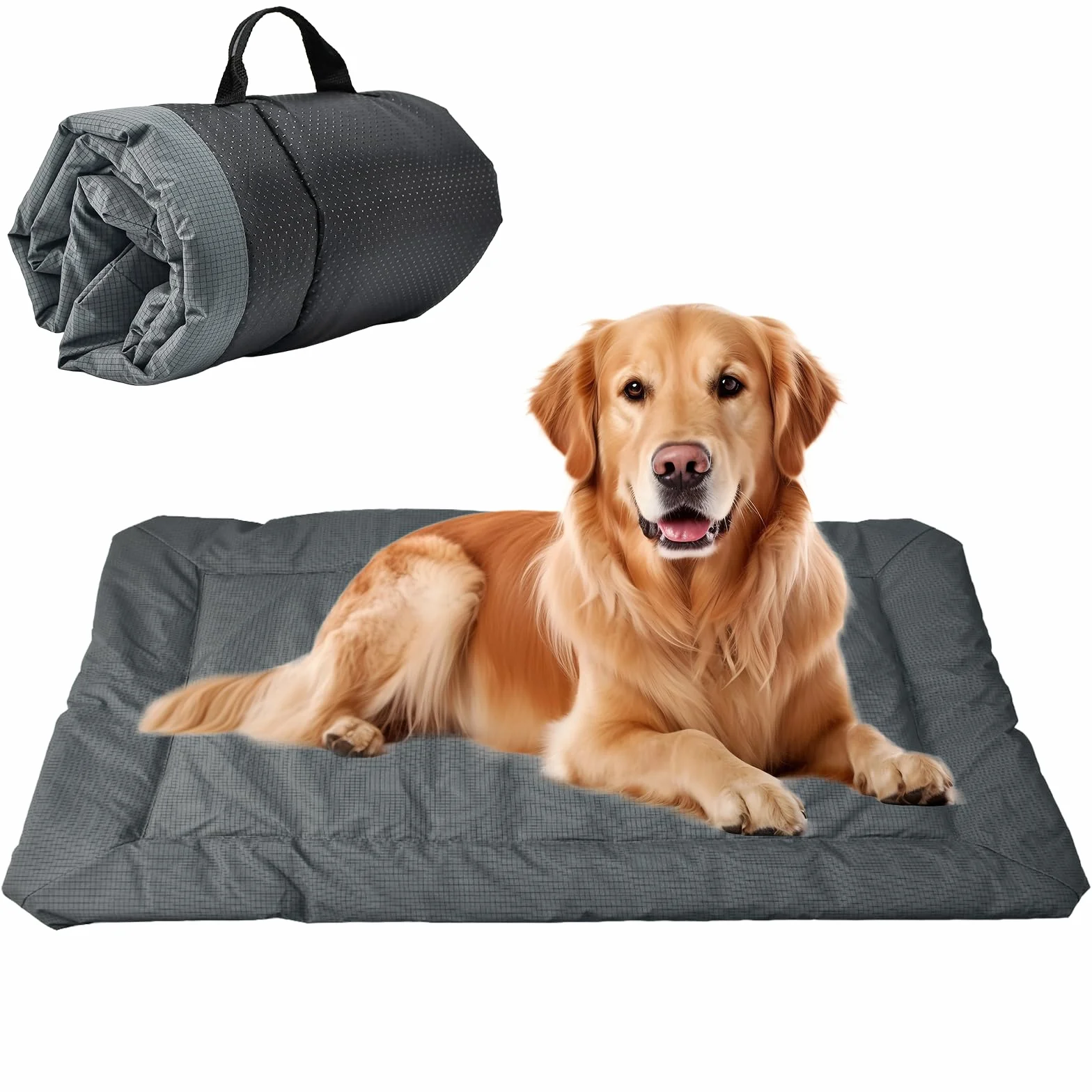 Cama Perro Mediano y Pequeño Antideslizante y Antiestres Colchon Perro Mediano Alfombra Perro Cama Perro Lavable Colchon Impermeable Dog Bed para Viajes, Camping, Exterior (Gris, 90x60 cm)