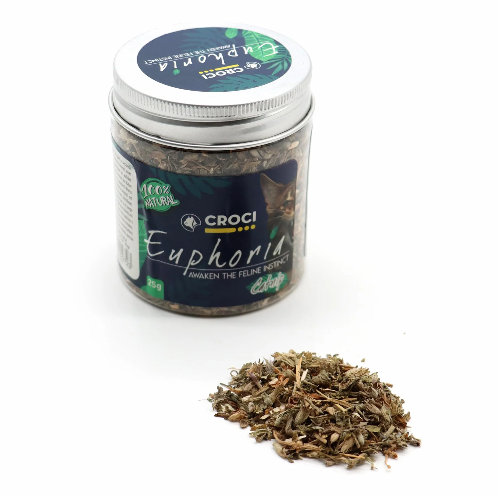 Croci Euphoria - Tarro de Hierba gatera Seca Natural picada, Atractivo para Gatos, 25 g