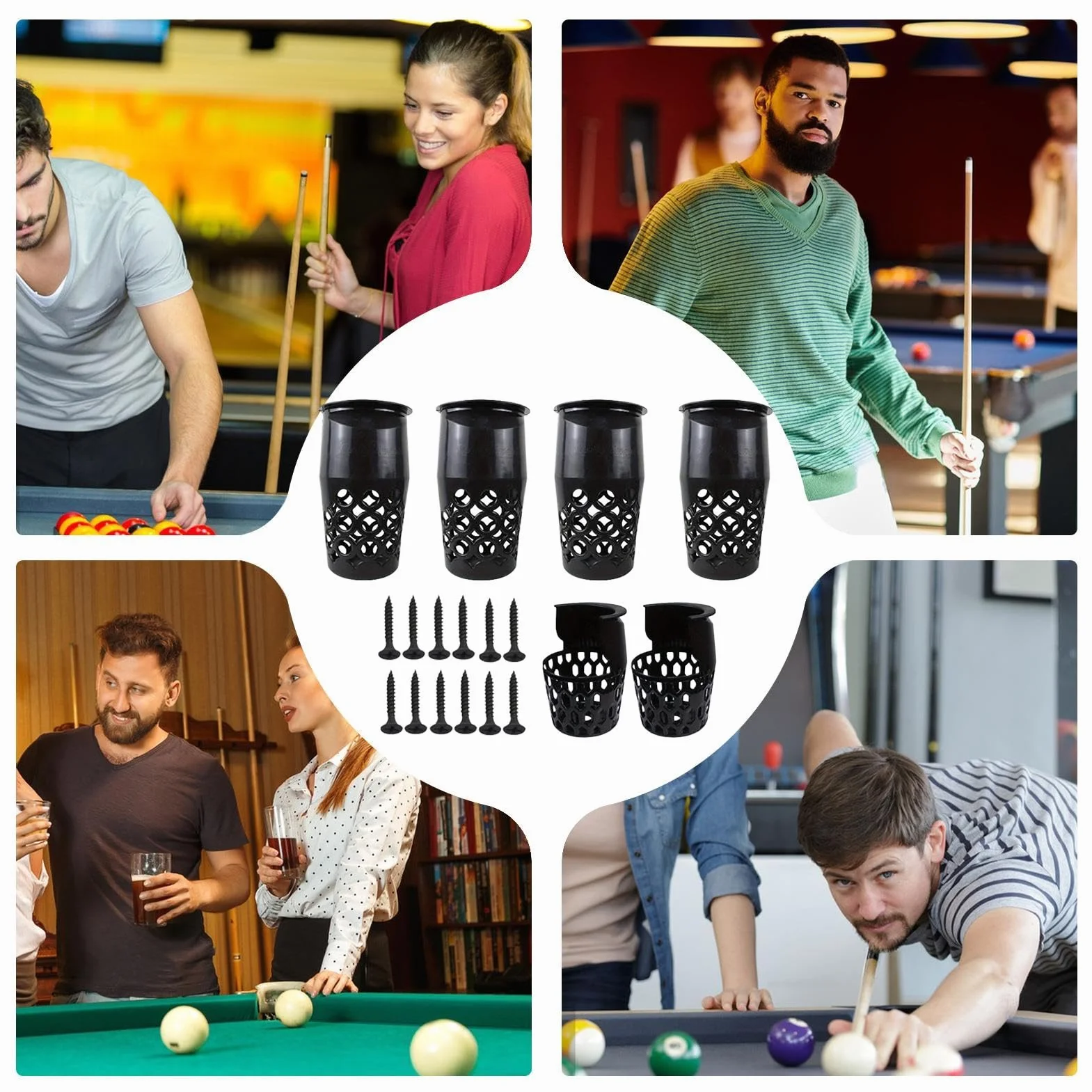 Cesta de billar, bolsillos de billar - 6x drop palliad billiard Storage Net, Accesorios de mesa de billar