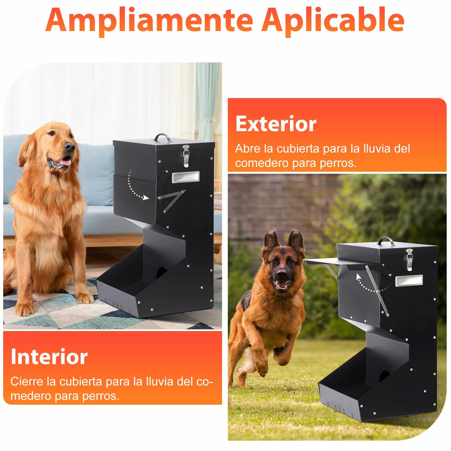 Alimentación automática para perros al aire libre colgando comida para mascotas de raza grande 11kg, comedero automático para perros de metal auto-alimentación comida para perros